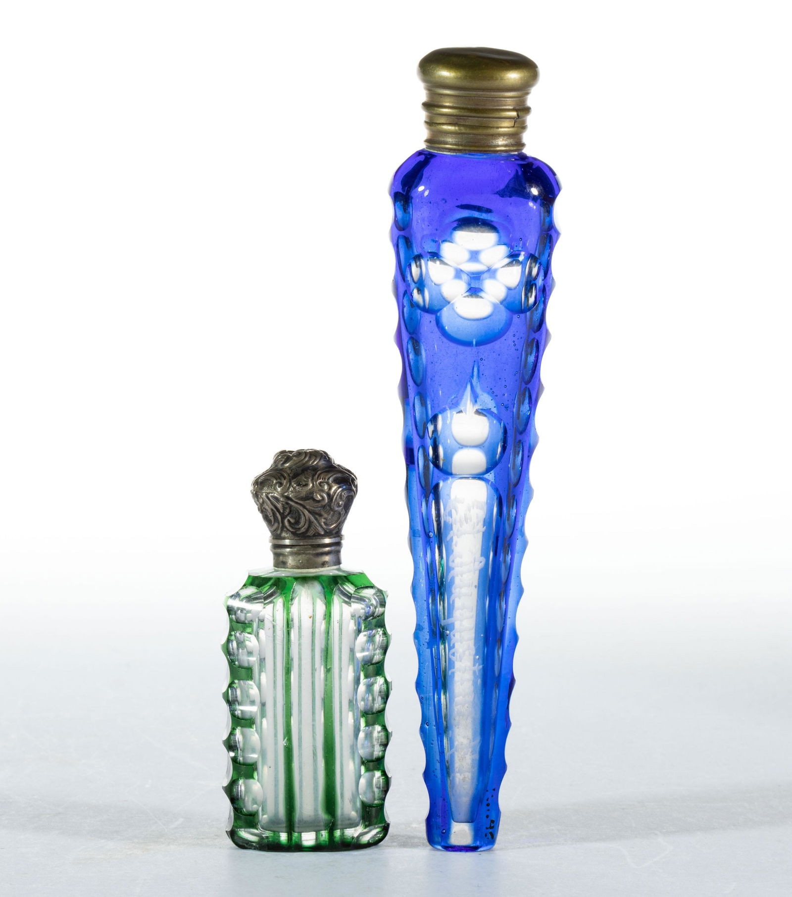 CUT-OVERLAY GLASS SCENT BOTTLES, LOT OF TWO (1 of 1)