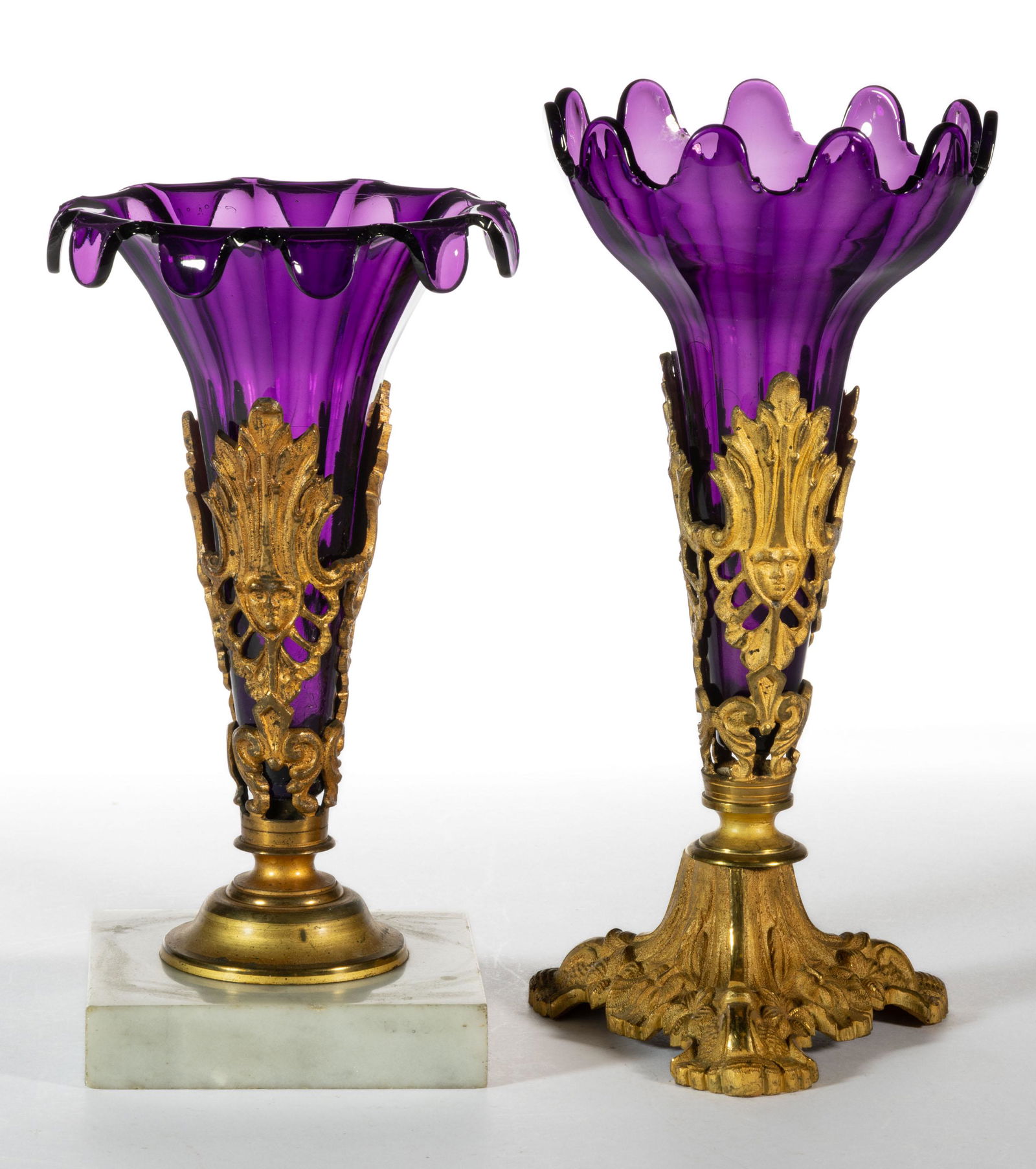 PRESSED 12-PANEL NEAR PAIR OF TRUMPET VASES (1 of 1)