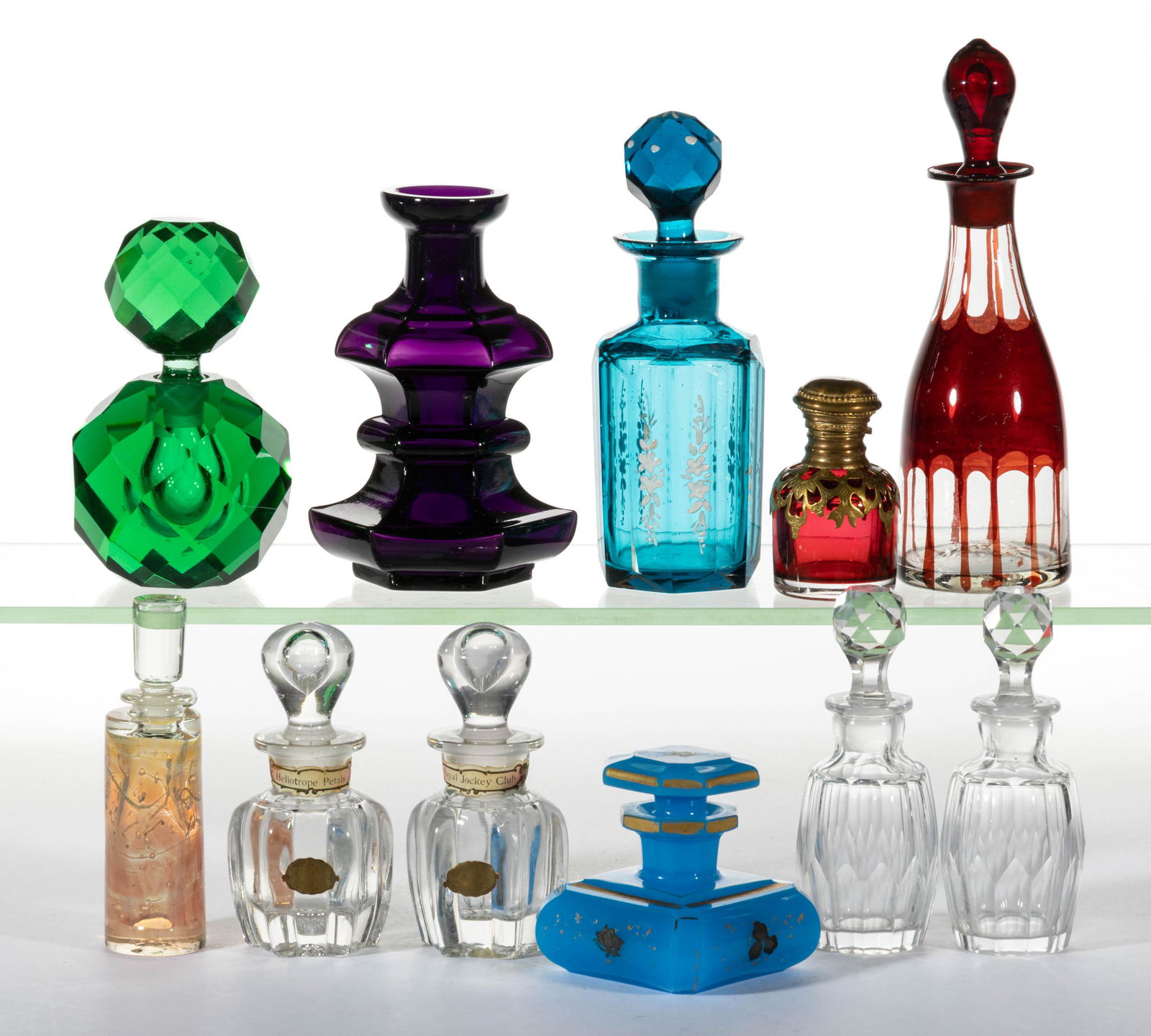 ASSORTED GLASS PERFUME BOTTLES, LOT OF 11 (1 of 1)