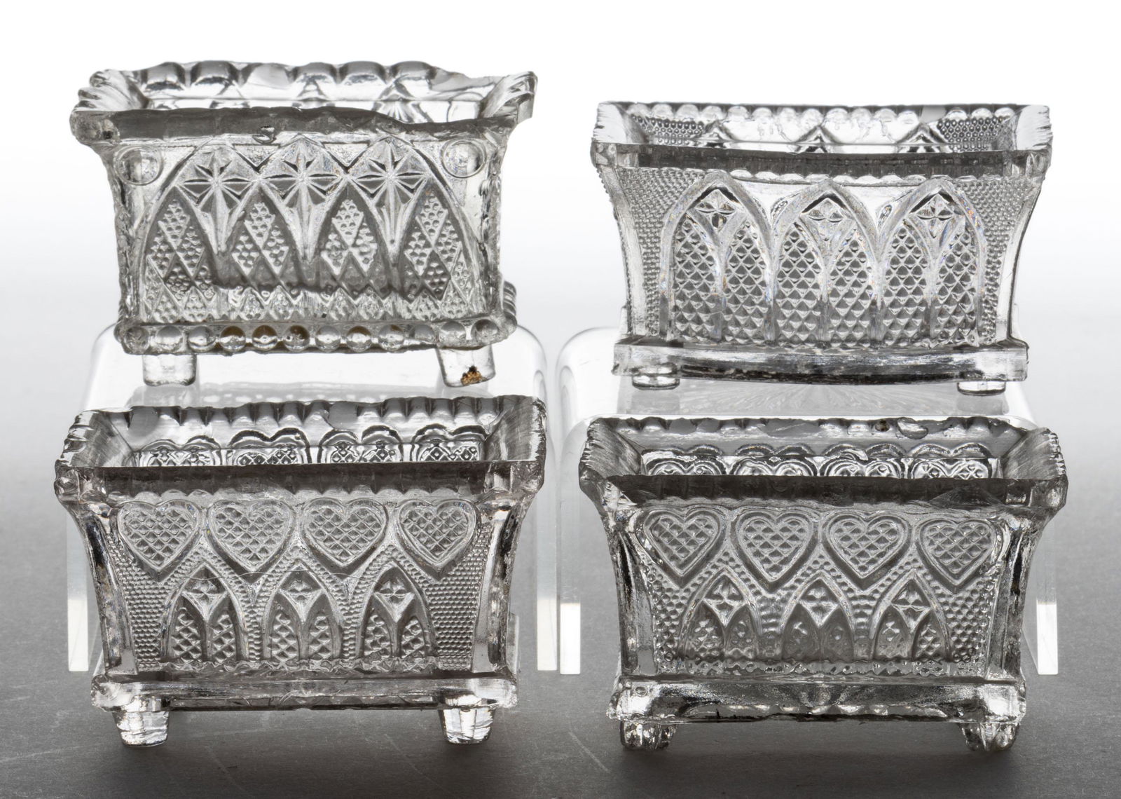 GA GOTHIC ARCH PRESSED OPEN SALTS, LOT OF FOUR (1 of 1)