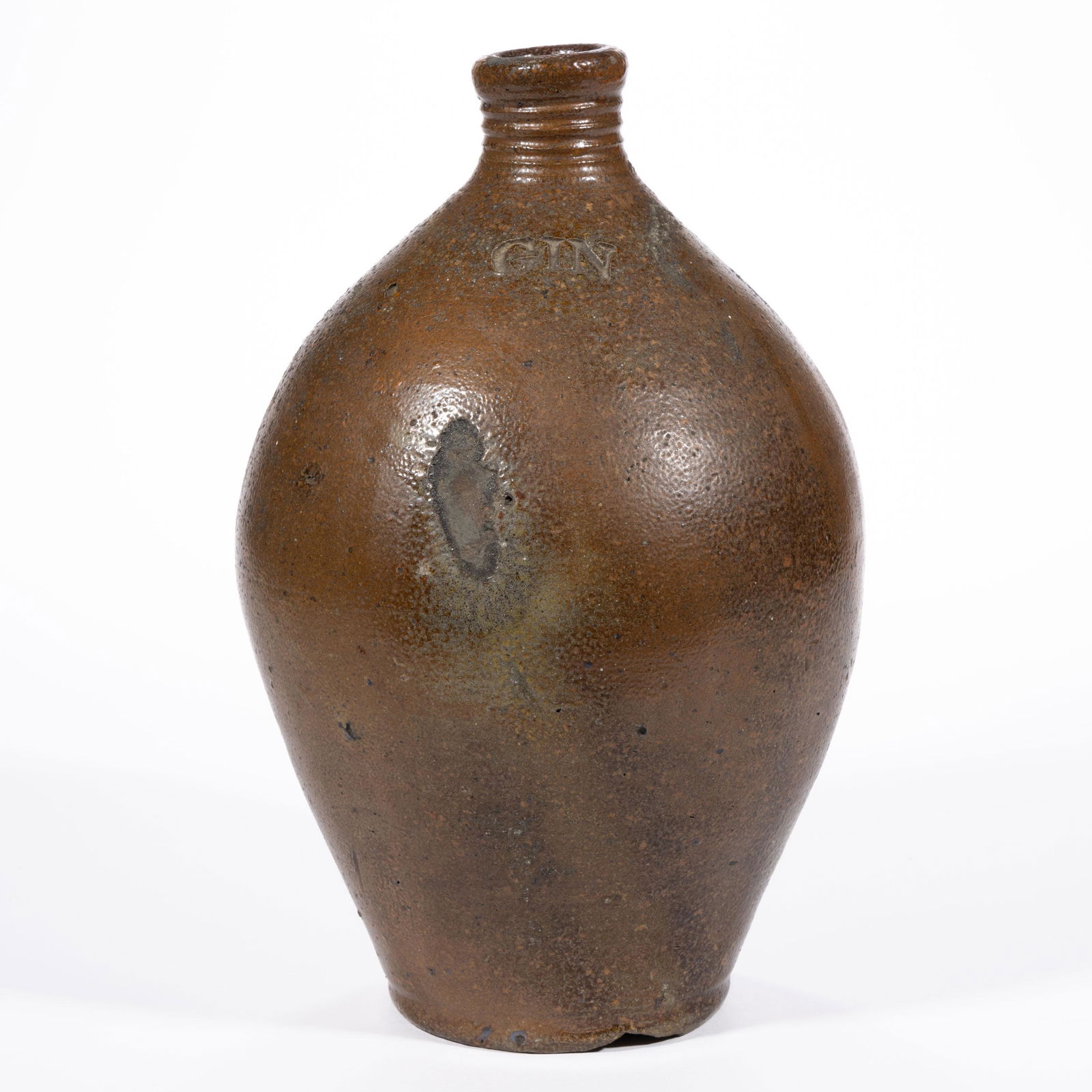 NORTHEASTERN STAMPED "GIN" STONEWARE JUG (1 of 6)