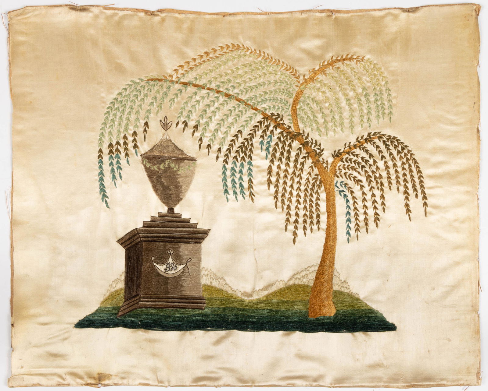 BALCH SCHOOL-ATTRIBUTED AMERICAN SILK-EMBROIDERED MEMORIAL  (1 of 5)
