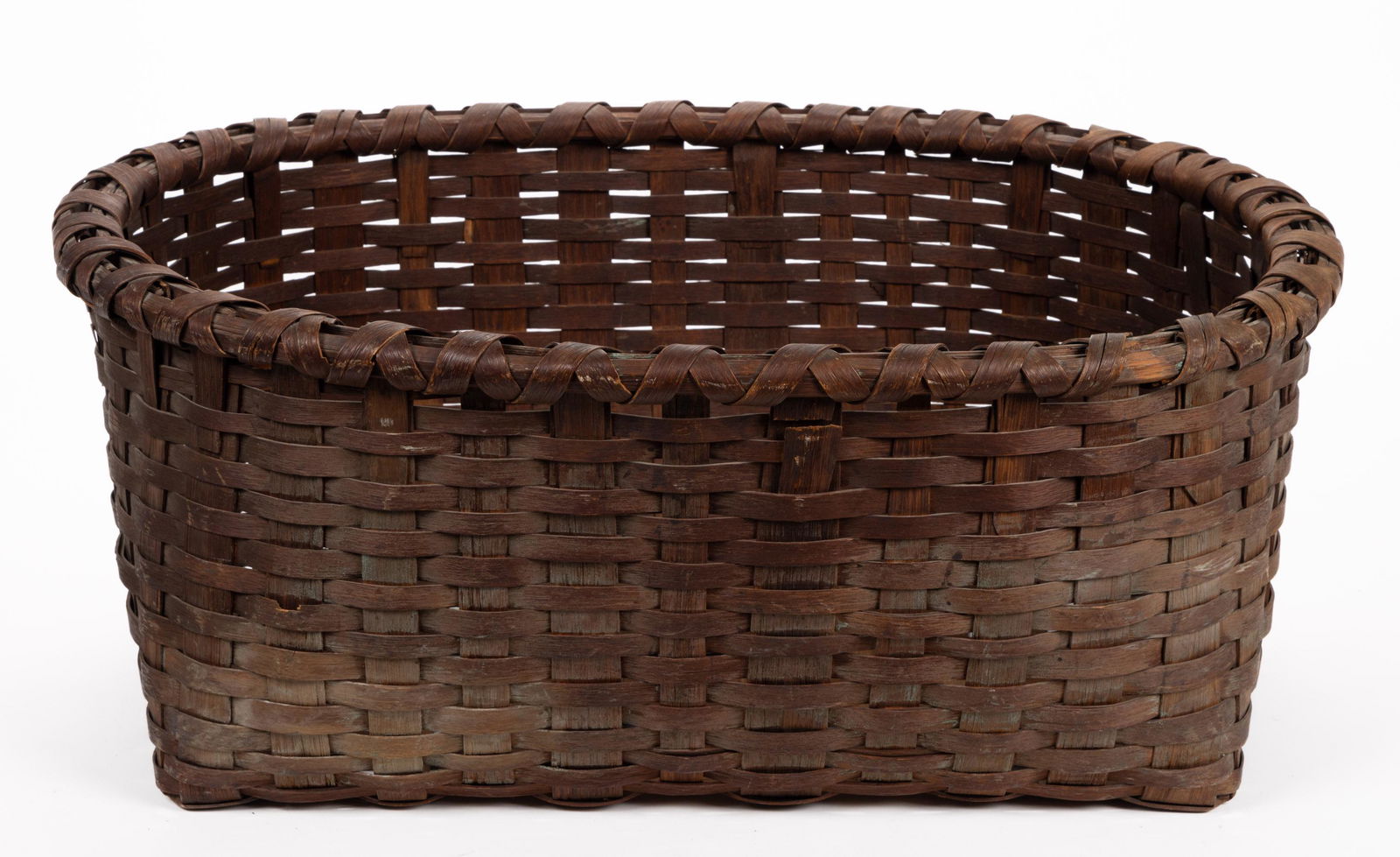 AMERICAN STAVE-TYPE WOVEN-SPLINT GATHERING BASKET (1 of 6)