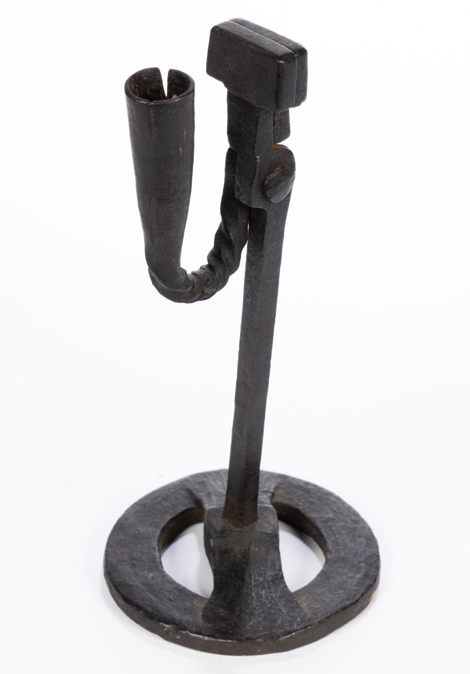 WROUGHT-IRON COMBINATION CANDLE AND RUSH HOLDER (1 of 3)