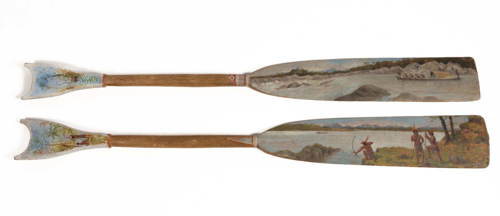 PAIR OF AMERICAN FOLK ART PAINTED PADDLES (1 of 4)