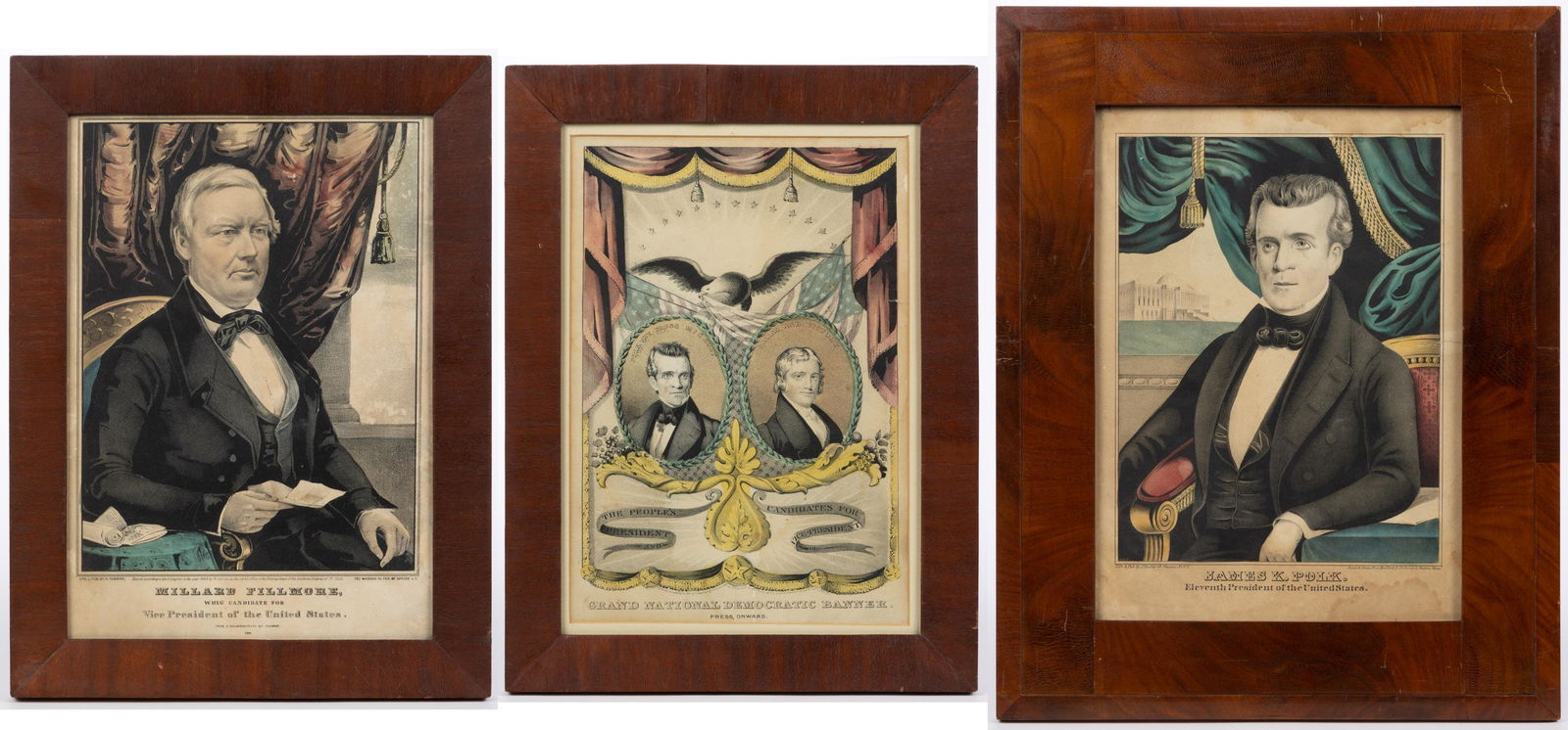 HISTORICAL CURRIER & IVES PRESIDENTIAL CAMPAIGN PORTRAIT PRINTS, LOT OF THREE (1 of 4)