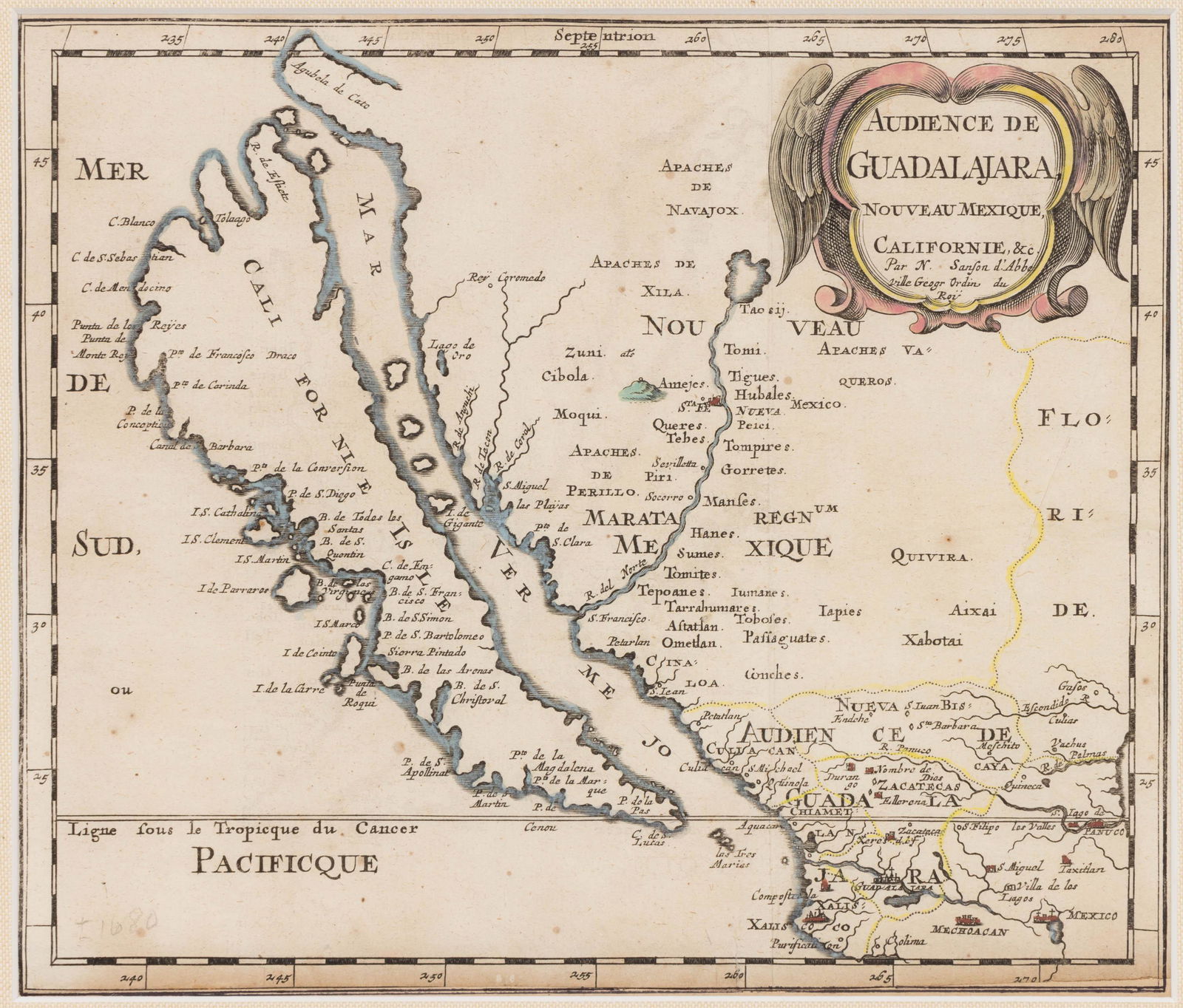 AFTER NICOLAS SANSON (FRENCH, 1600-1667) MAP OF CALIFORNIA AS AN ISLAND (1 of 3)