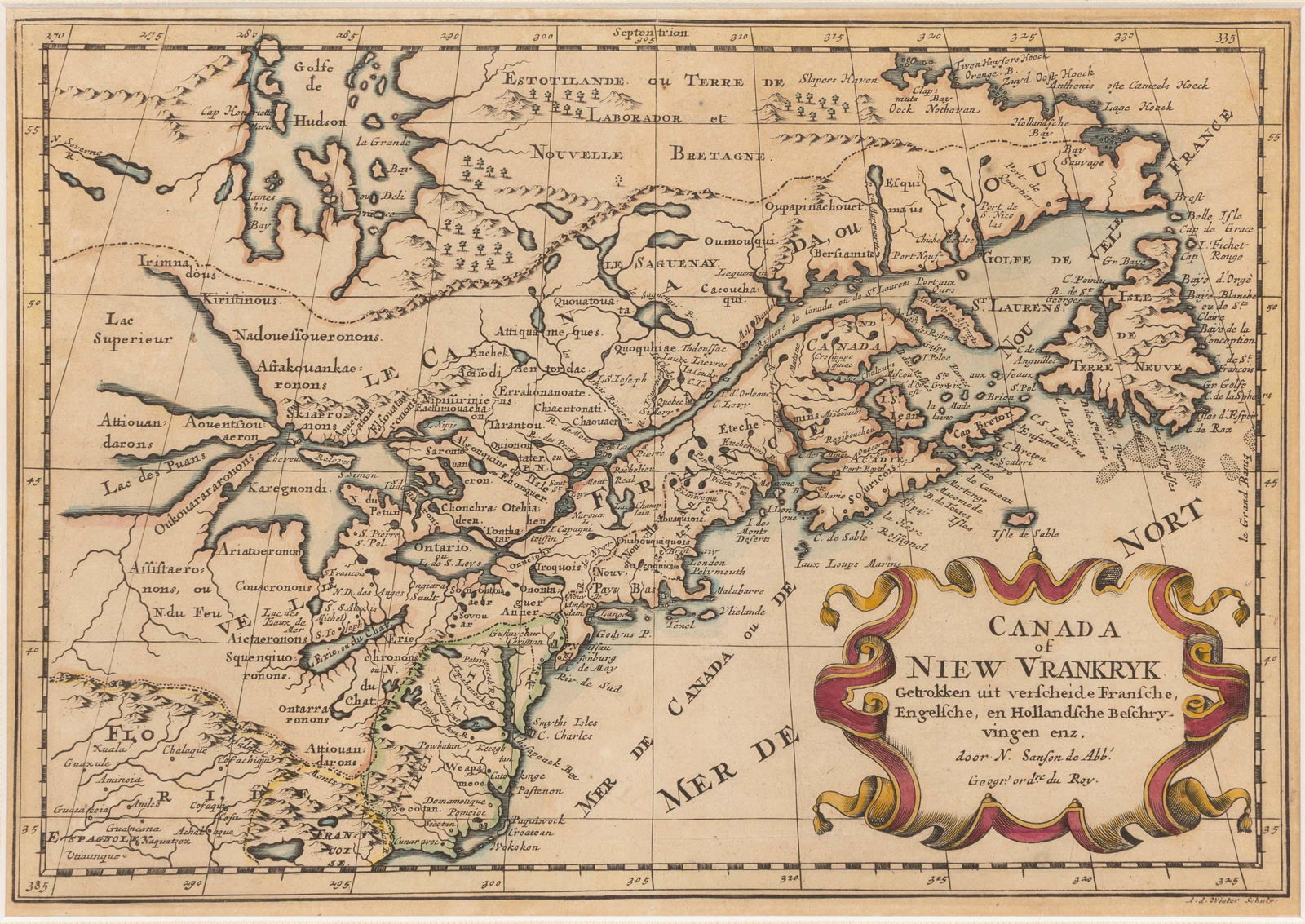 AFTER NICOLAS SANSON (FRENCH, 1600-1667) MAP OF CANADA (1 of 3)