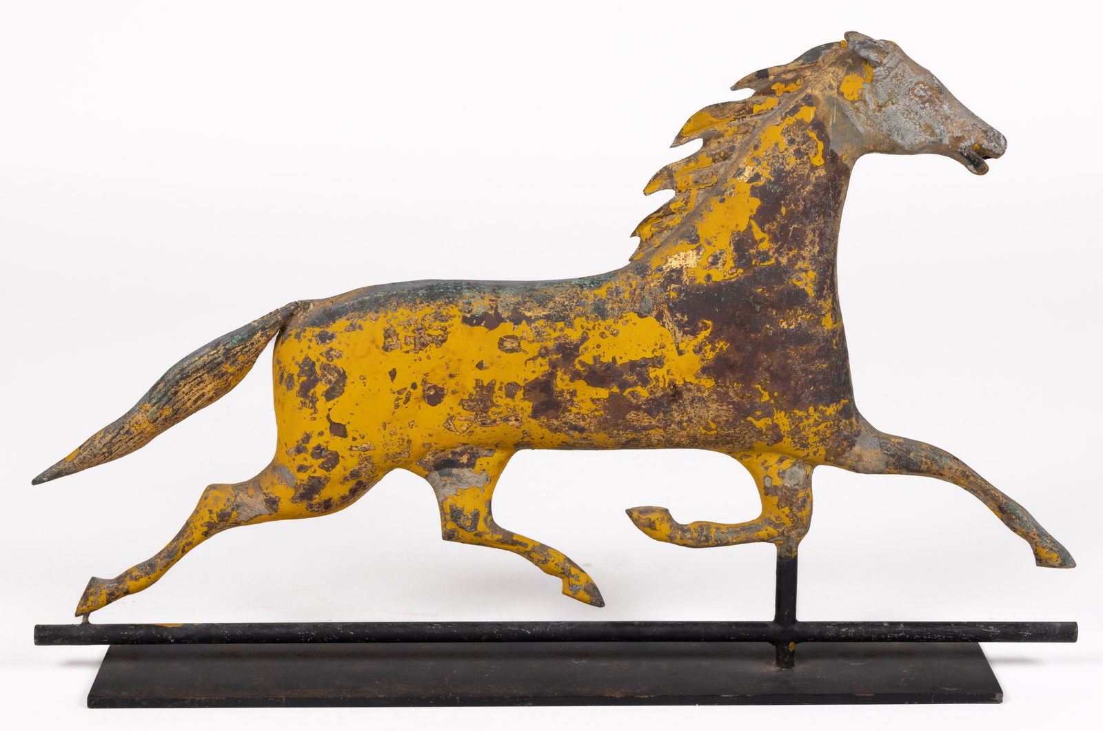 AMERICAN FOLK ART FULL-BODY MOLDED-COPPER RUNNING HORSE WEATHERVANE (1 of 8)
