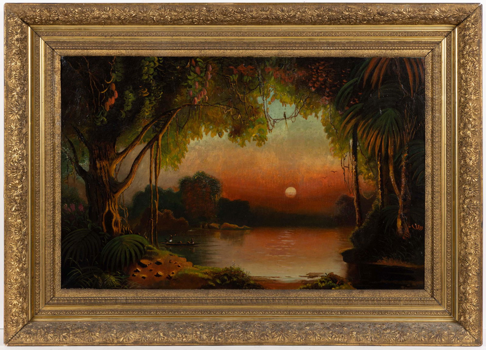 AMERICAN SCHOOL (19TH CENTURY) FOLK ART LANDSCAPE PAINTING (1 of 6)