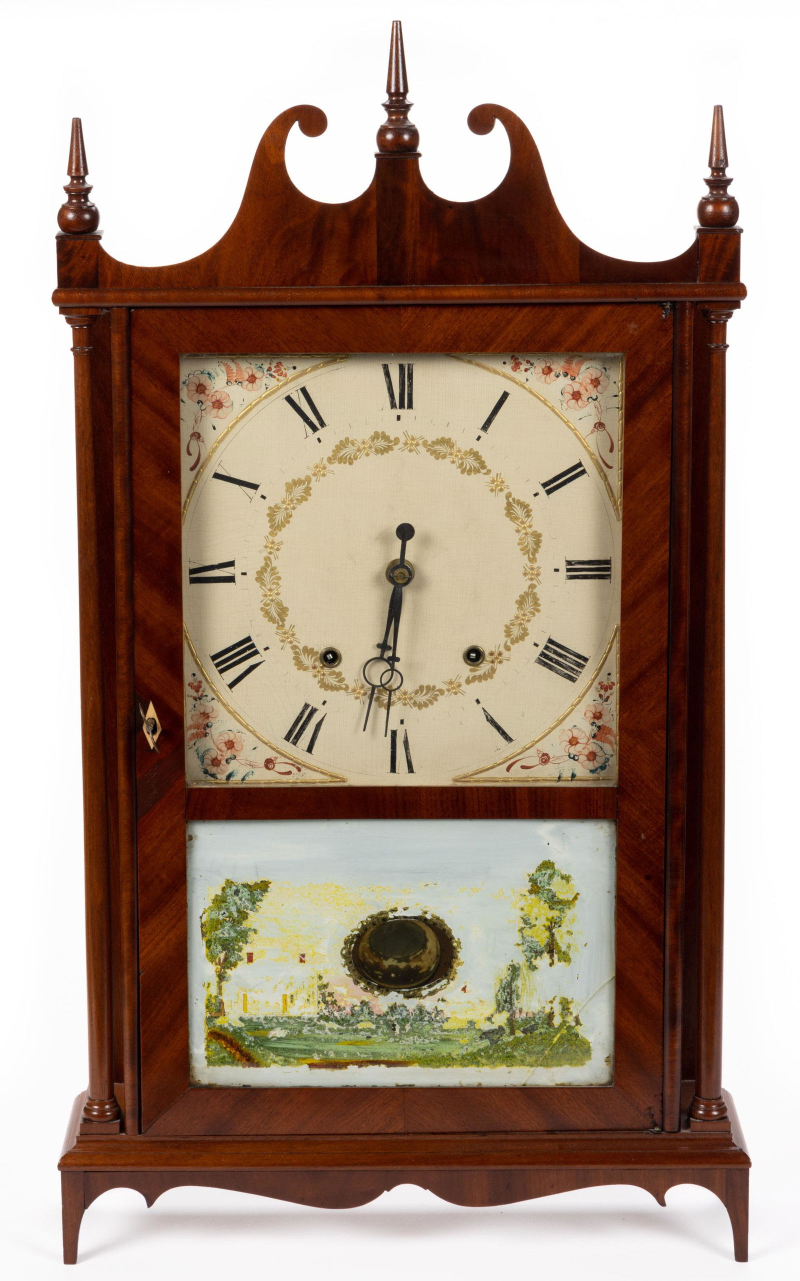ELI & SAMUEL TERRY, PLYMOUTH, CONNECTICUT MAHOGANY PILLAR AND SCROLL MANTLE / SHELF CLOCK (1 of 4)