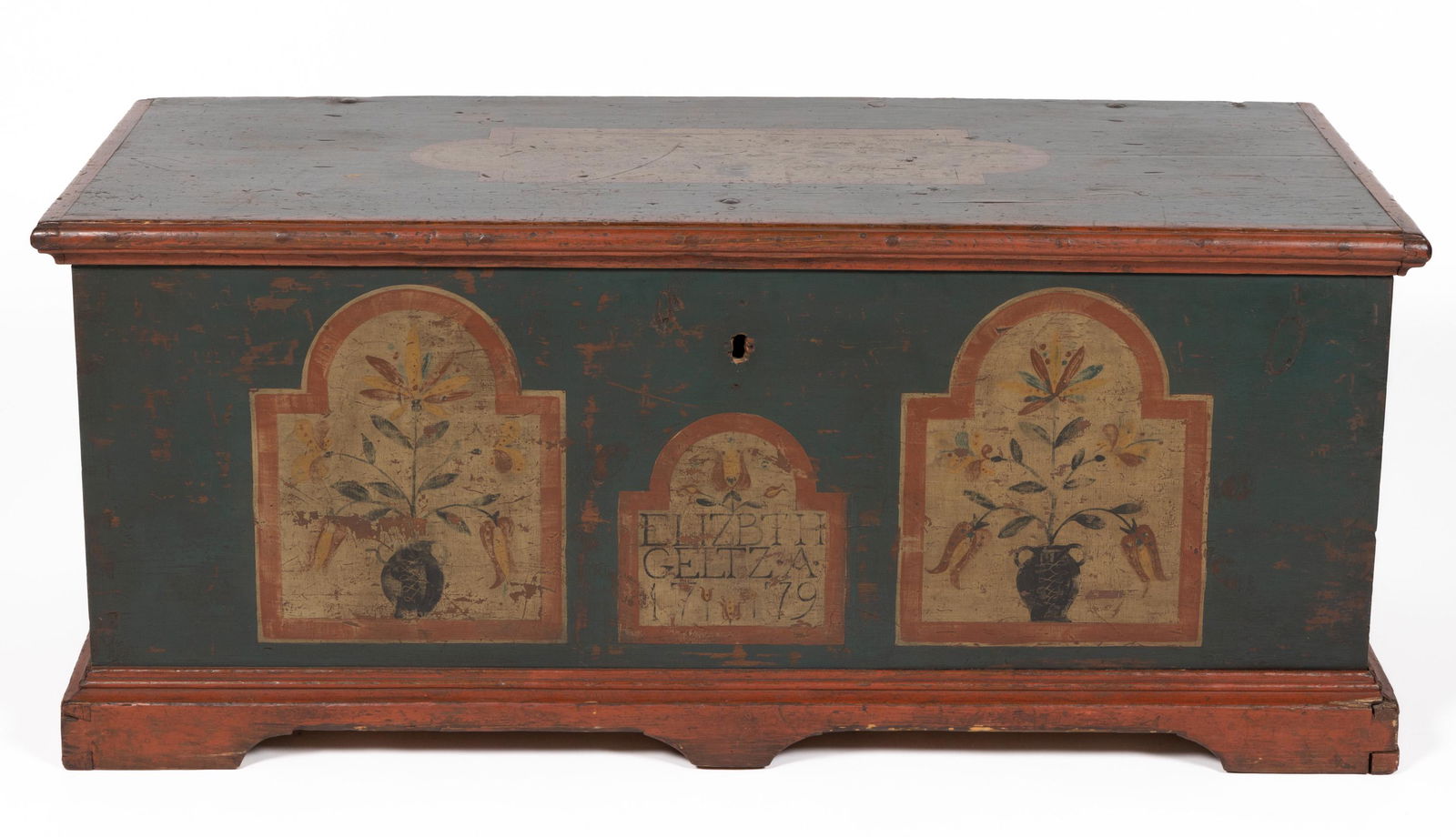 PENNSYLVANIA PAINT-DECORATED PINE DOWER / BLANKET CHEST (1 of 9)