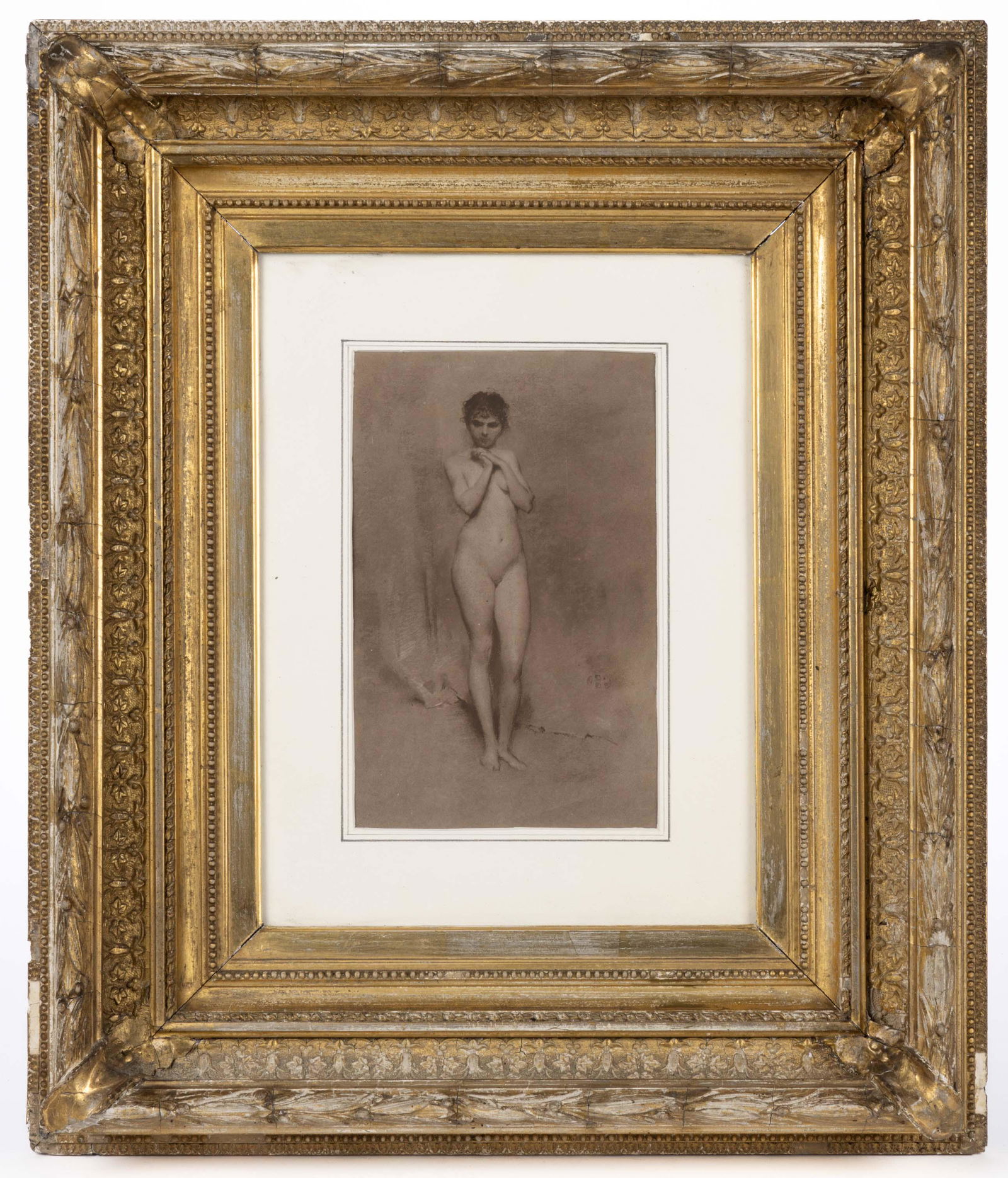 R. G. HARPER PENNINGTON (MARYLAND, 1854-1920) FIGURE OF A NUDE WOMAN: R. G. HARPER PENNINGTON (MARYLAND, 1854-1920) FIGURE OF A NUDE WOMAN, watercolor and gauche on paper, depicting a full-figured nude, with extremely faint monogram / signature lower right. Housed
