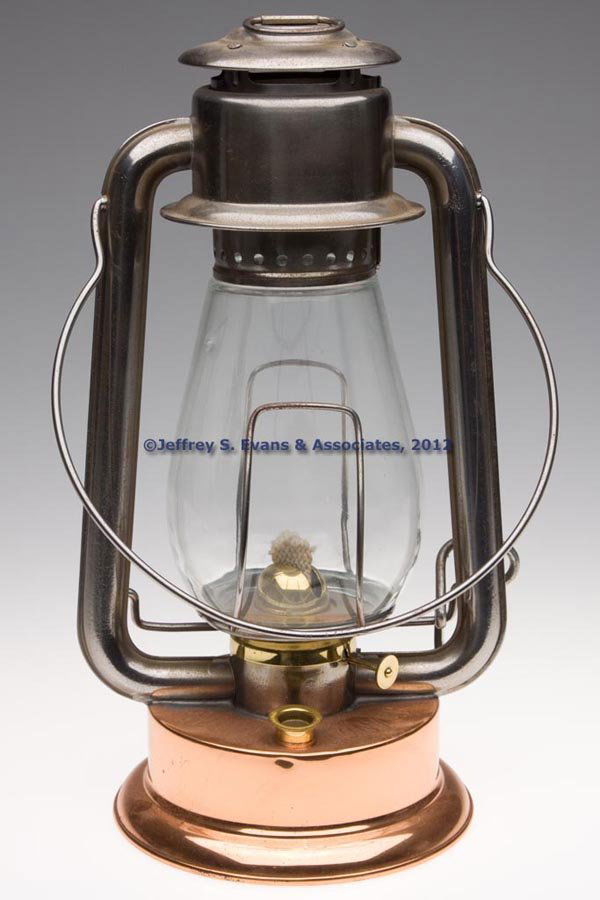 PRICHARD-STRONG CO "PRISCO PONY" COPPER AND SHEET: PRICHARD-STRONG CO "PRISCO PONY" COPPER AND SHEET IRON COLD BLAST TUBULAR LANTERN, sheet iron with nickel-plate, bail handle, base marked "PRICHARD-STRONG CO ROCHESTER, N.Y. U.S.A. PRISCO PONY C.B.",