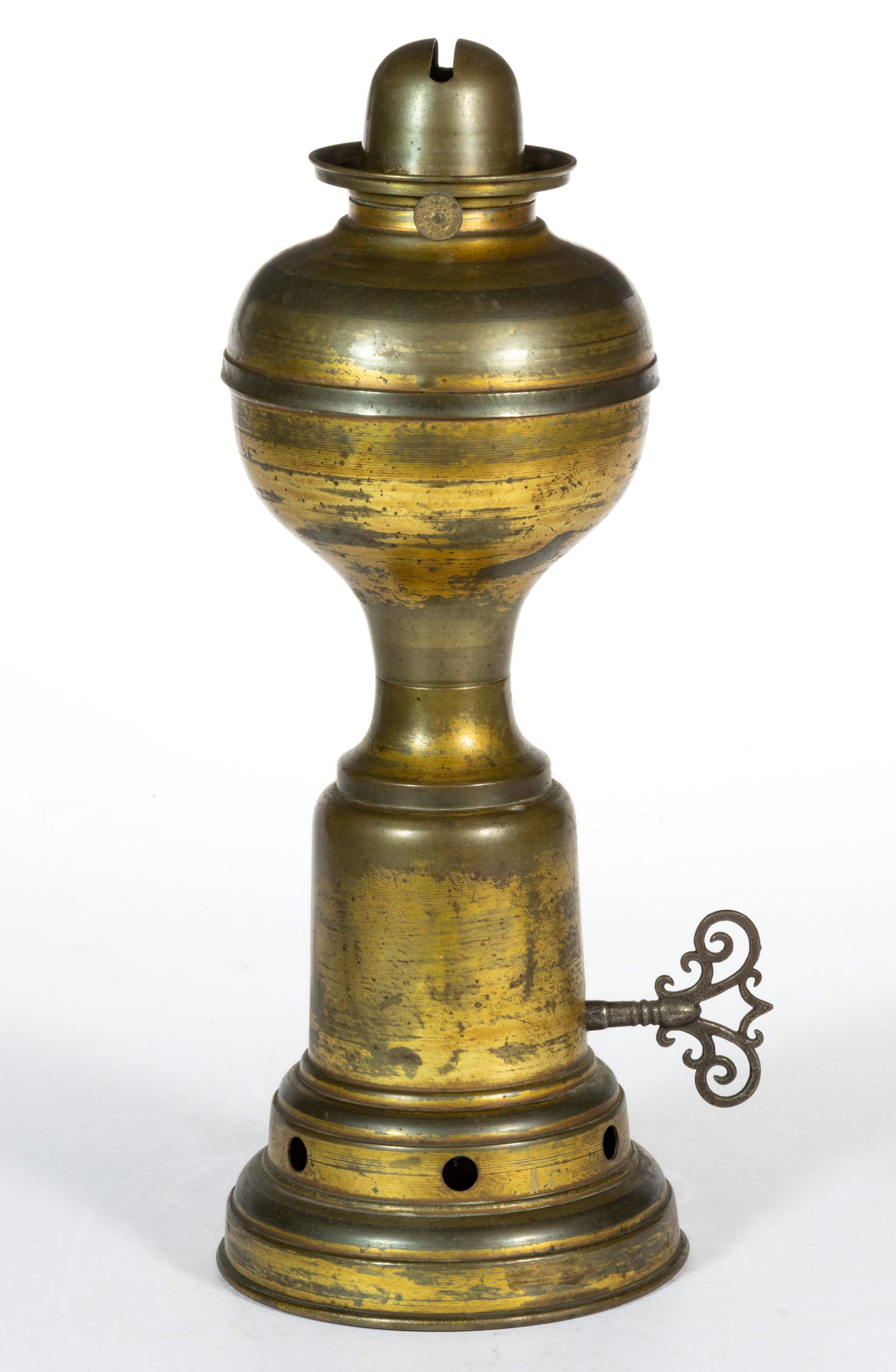 BRASS DE-KERAVENAN-JONES KEROSENE MECHANICAL STAND LAMP (1 of 1)
