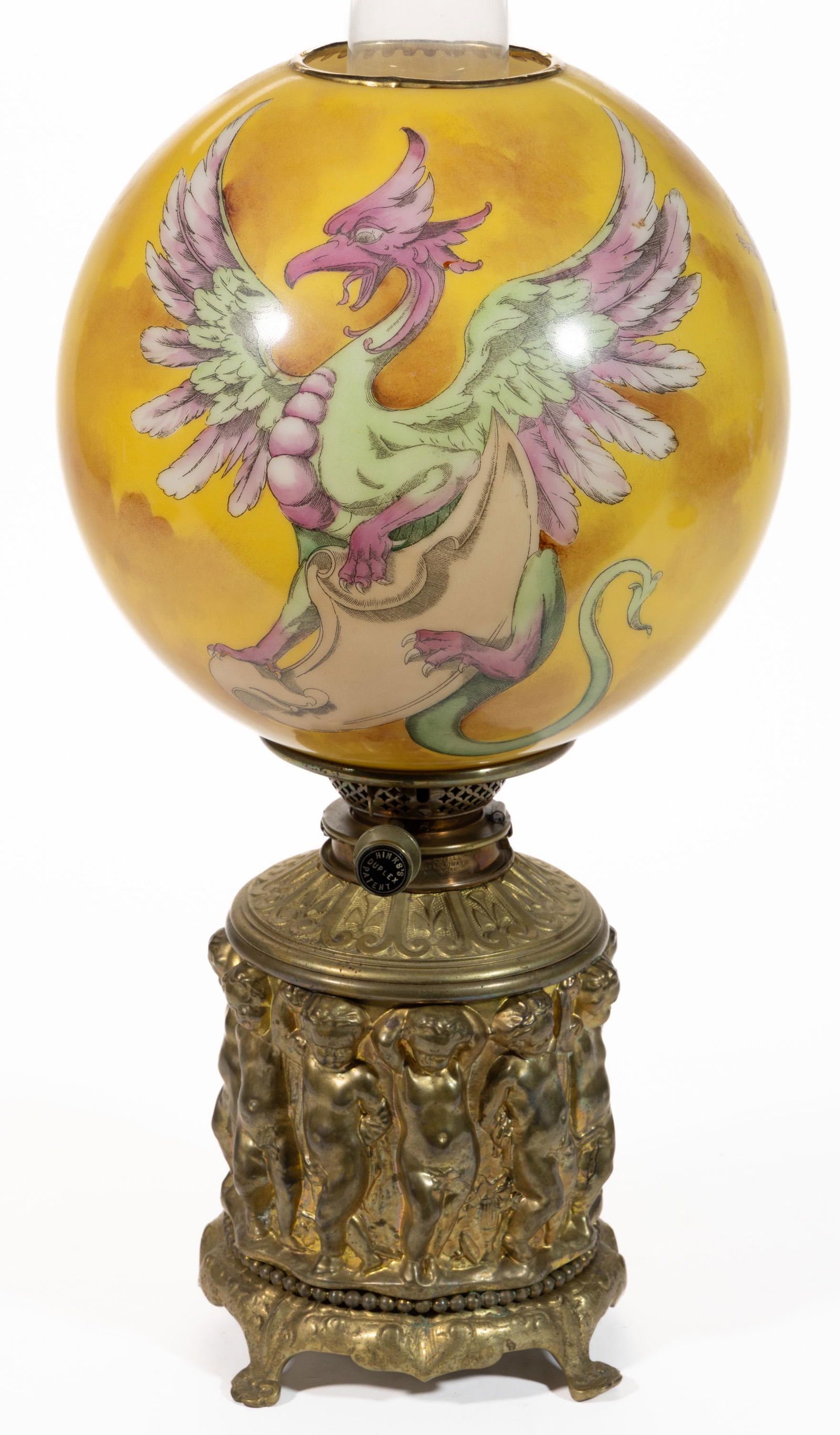 CONTINENTAL BRASS REPOUSSE KEROSENE VASE LAMP (1 of 3)