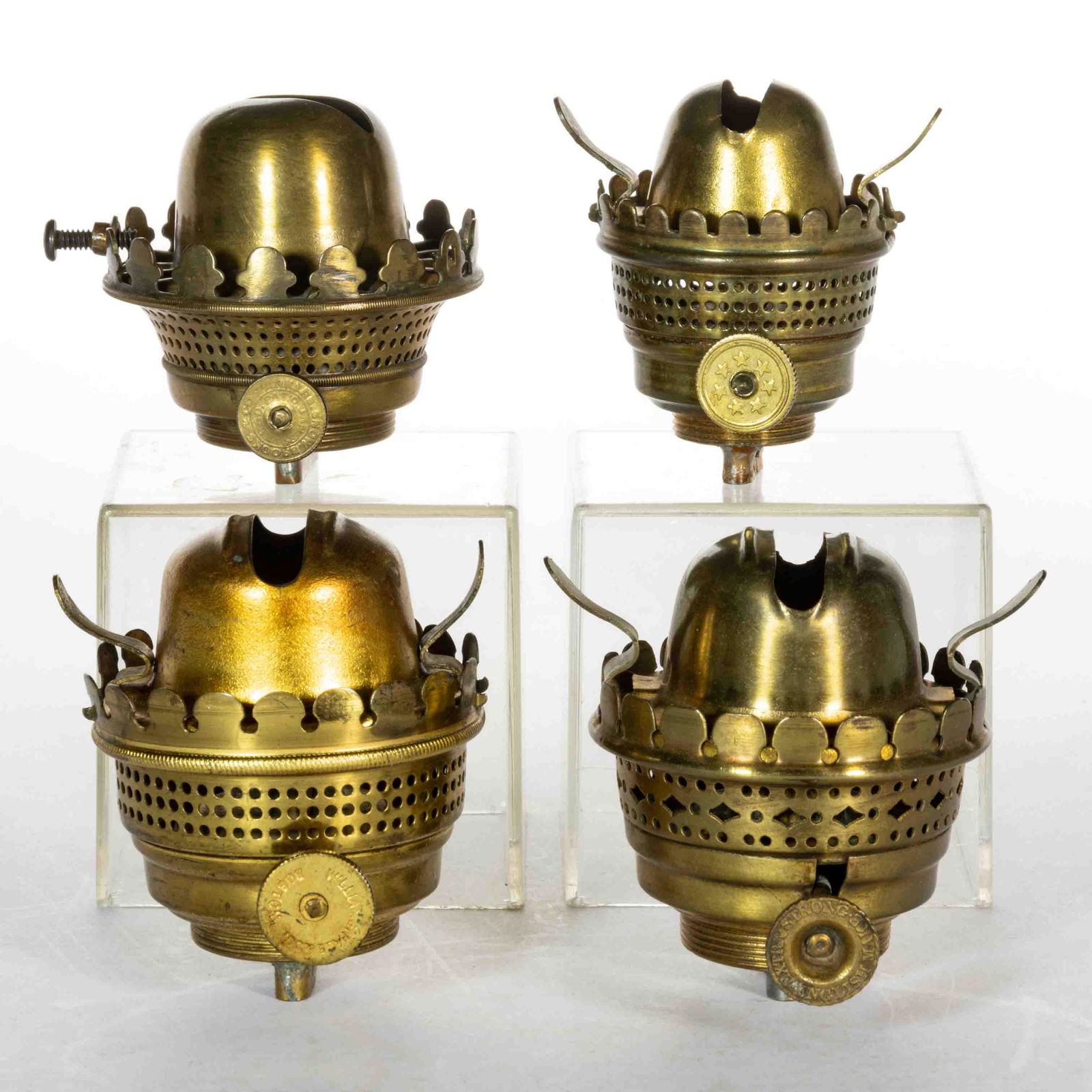 ASSORTED MANUFACTURERS NO. 1 AND 2 EARLY-PERIOD LIP BURNERS, LOT OF FOUR (1 of 1)