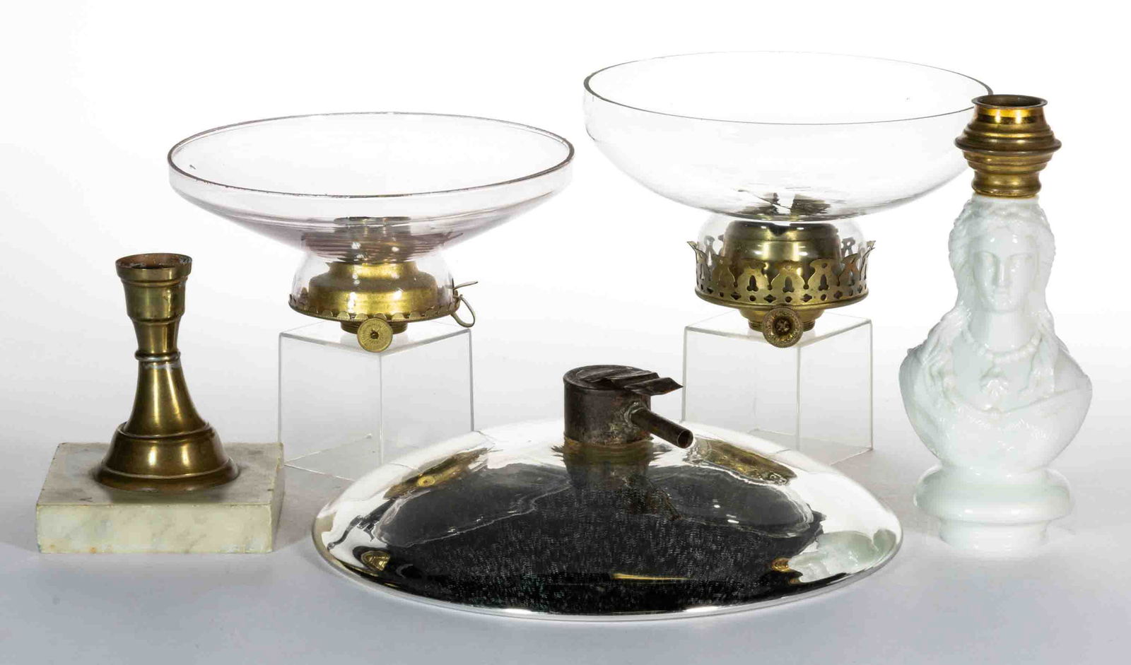 ASSORTED KEROSENE LIGHTING PARTS, LOT OF FIVE (1 of 1)