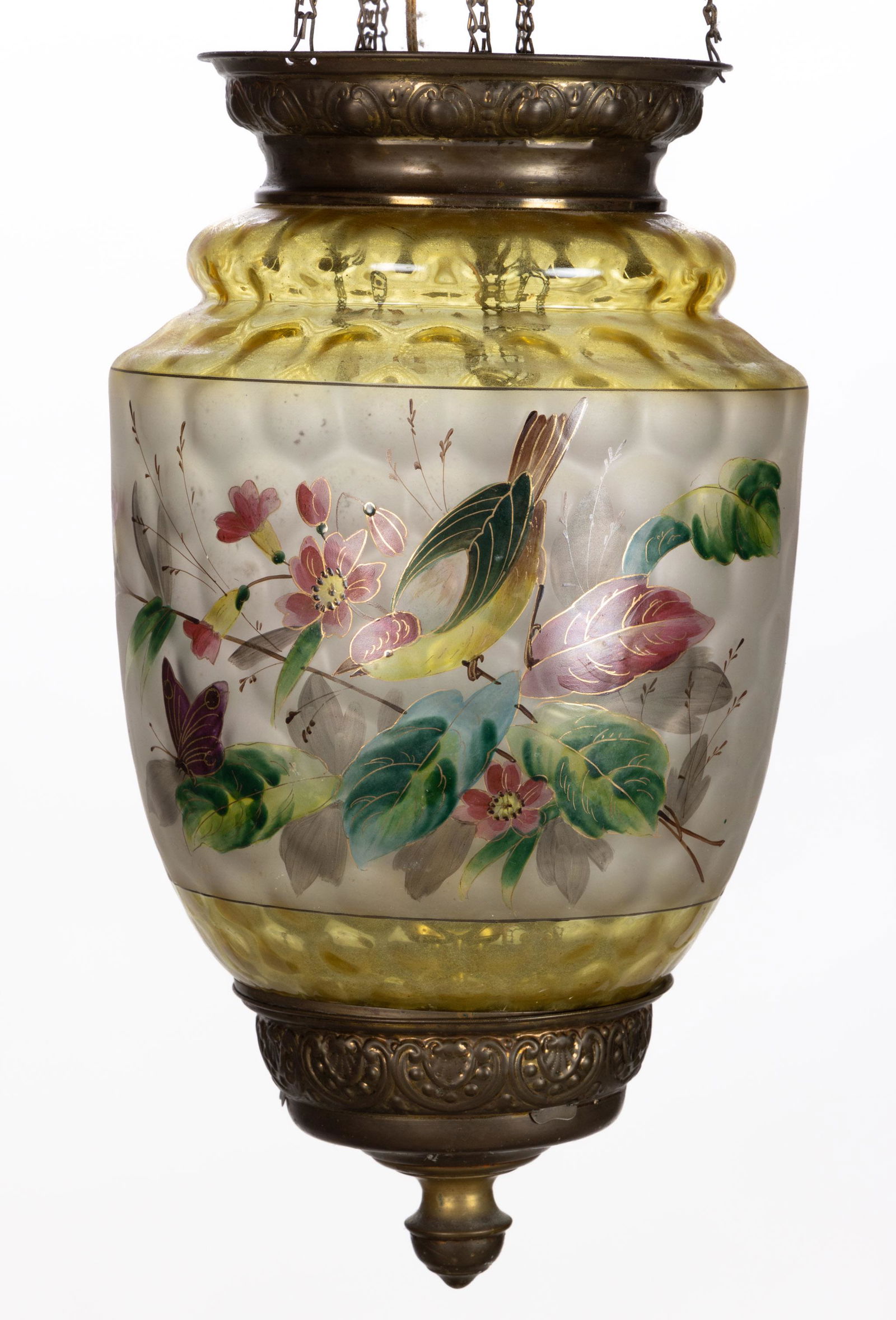 VICTORIAN DECORATED HONEYCOMB-OPTIC HANGING HALL LAMP (1 of 4)