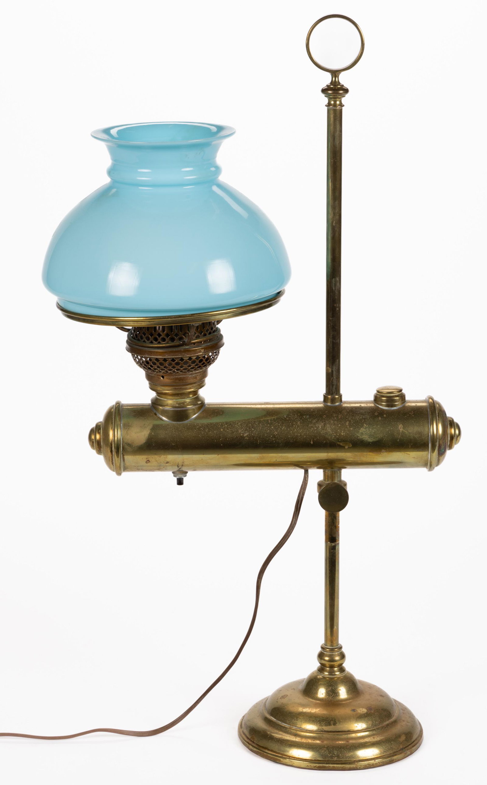 LINCOLN LOG-STYLE LARGE BRASS STUDENT LAMP (1 of 1)