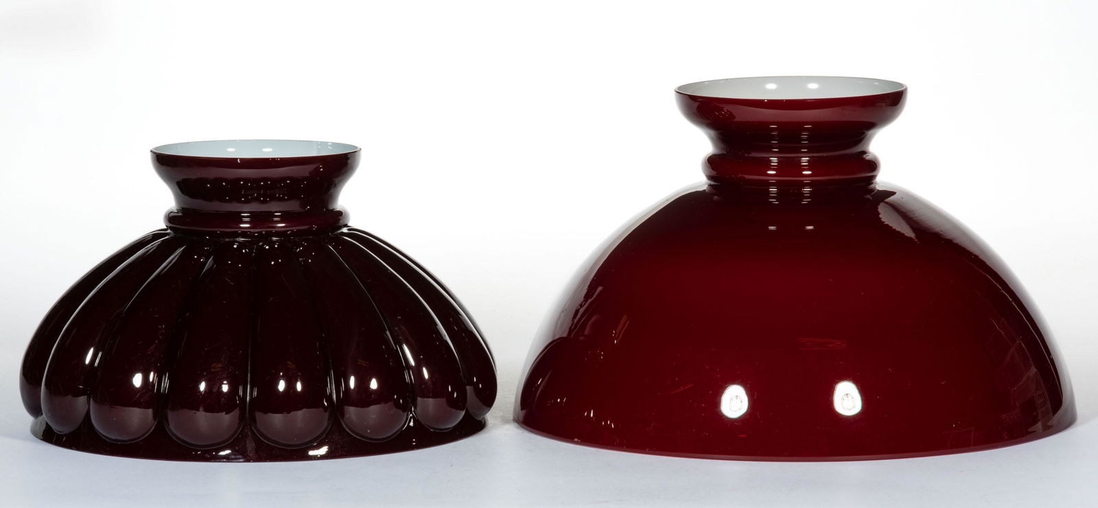 ASSORTED CASED GLASS KEROSENE STUDENT LAMP SHADES, LOT OF TWO (1 of 1)