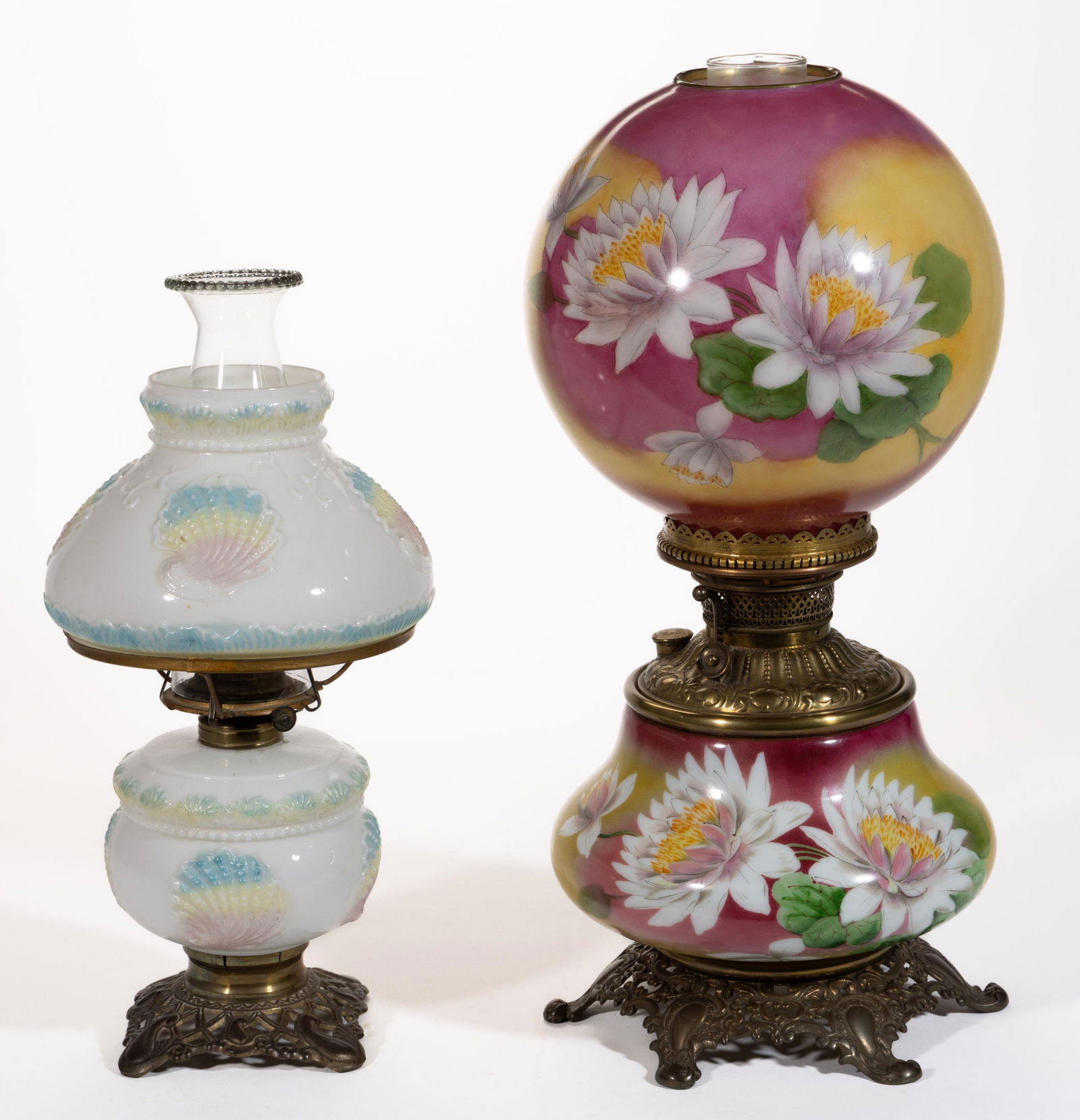 ASSORTED VICTORIAN GLASS KEROSENE LAMPS, LOT OF TWO (1 of 1)
