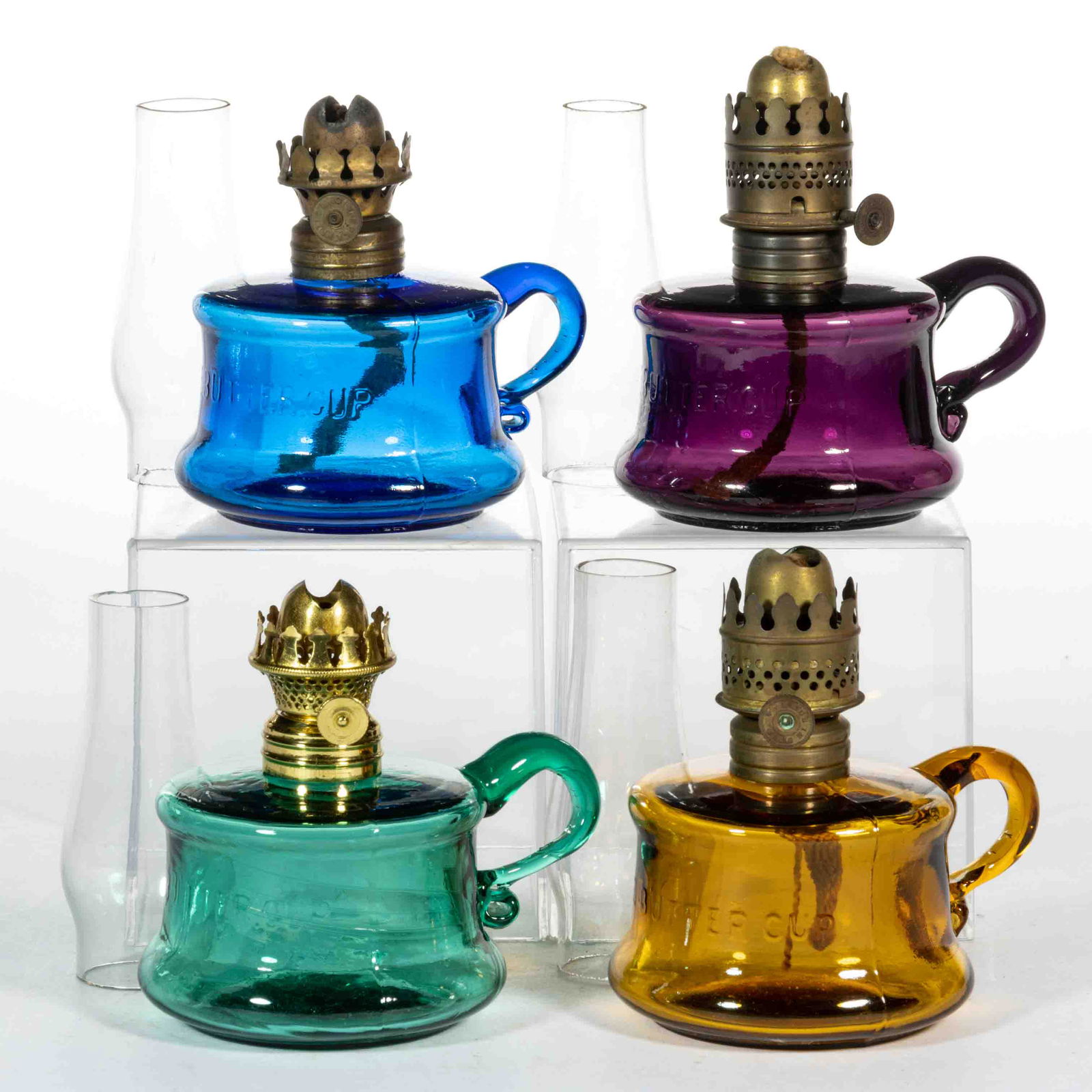 LITTLE BUTTERCUP MINIATURE FINGER LAMPS, LOT OF FOUR (1 of 1)