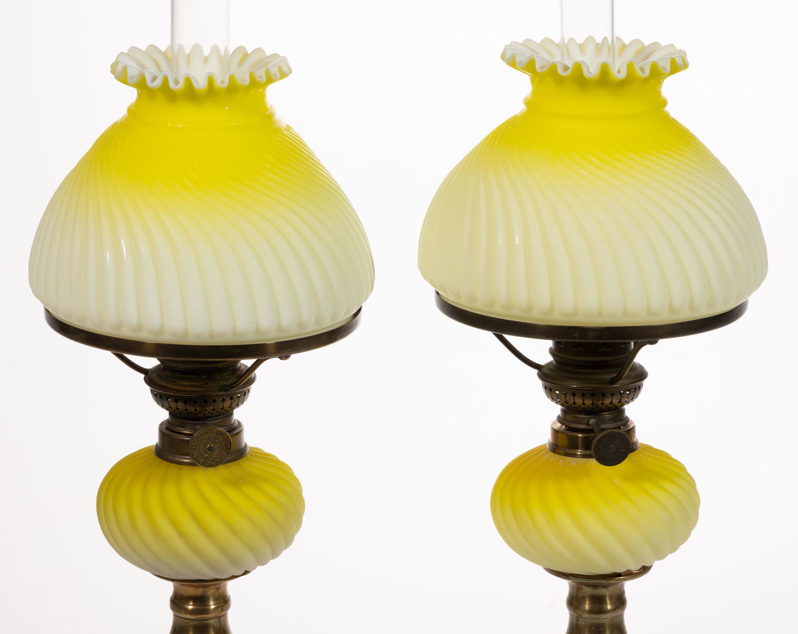 SWIRLED RIBBED PATTERN JUNIOR PEG LAMPS, PAIR (1 of 2)