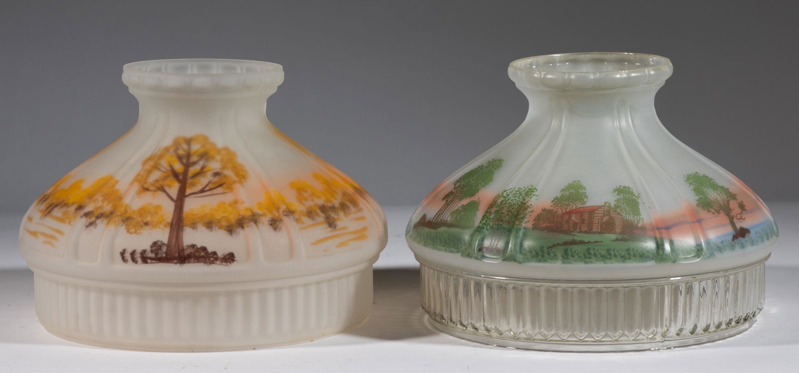 ALADDIN LOG CABIN GLASS LAMP SHADES, LOT OF TWO (1 of 1)