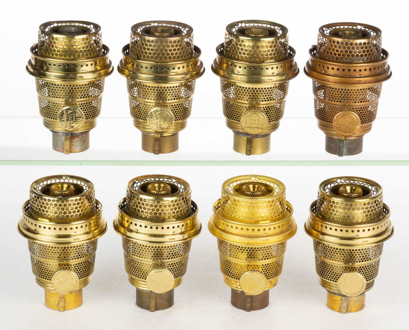 ALADDIN NU-TYPE MODEL B BRASS BURNERS, LOT OF EIGHT (1 of 1)
