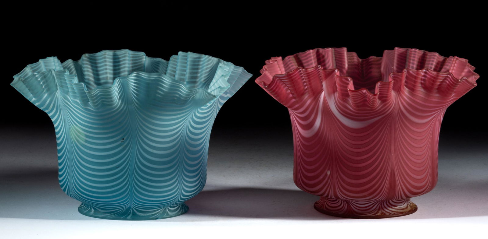 VICTORIAN NAILSEA KEROSENE LAMP SHADES, LOT OF TWO (1 of 1)