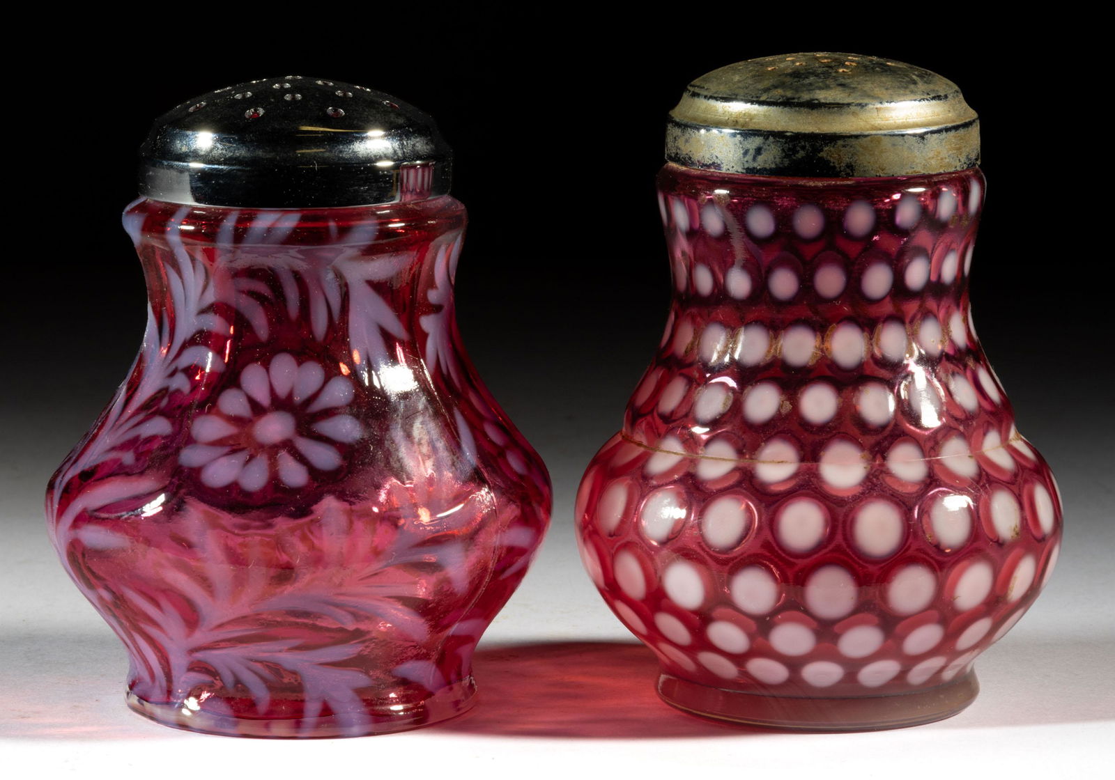 L. G. WRIGHT OPALESCENT GLASS SUGAR SHAKERS, LOT OF TWO (1 of 1)