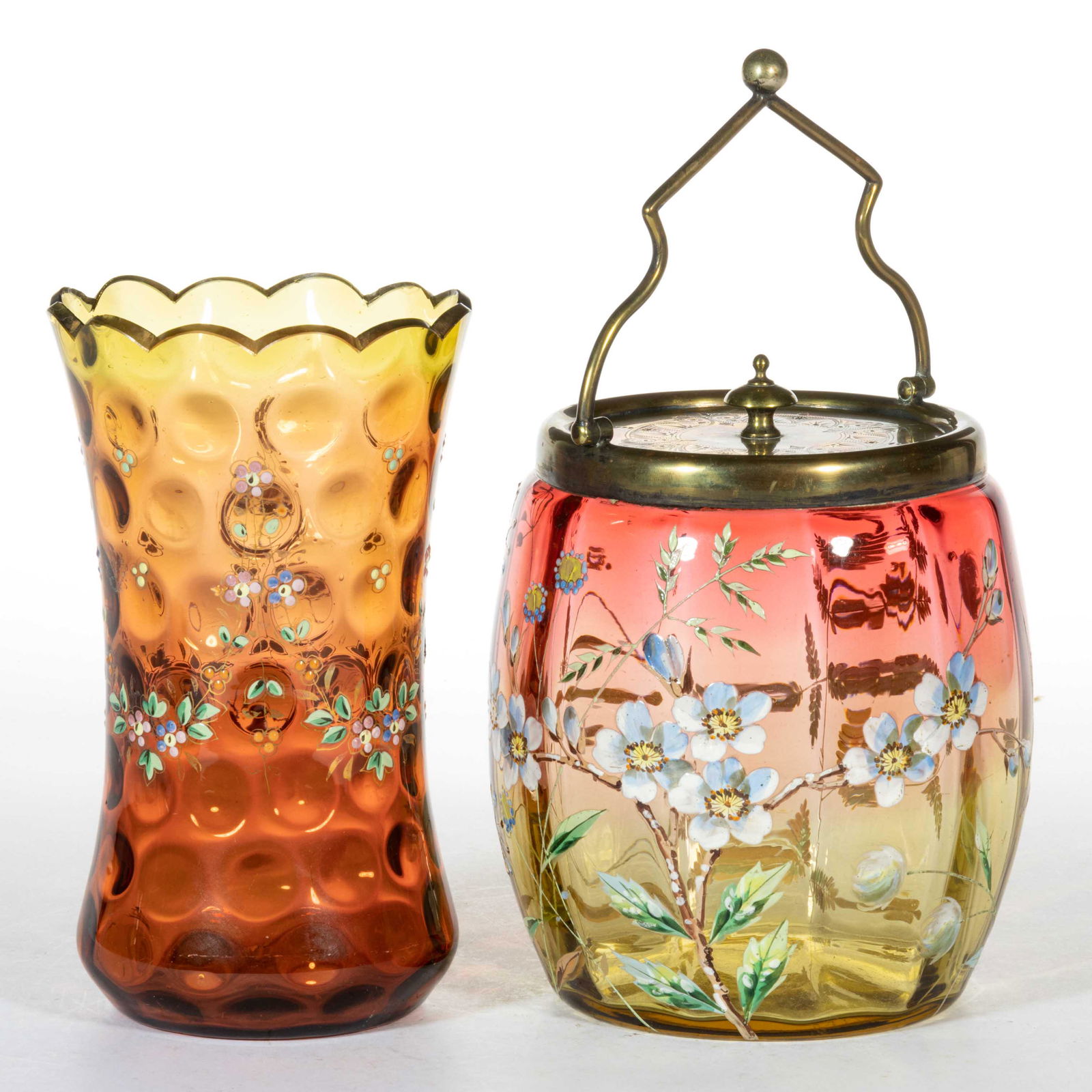 AMBERINA OPTIC-PATTERN ARTICLES, LOT OF TWO (1 of 1)