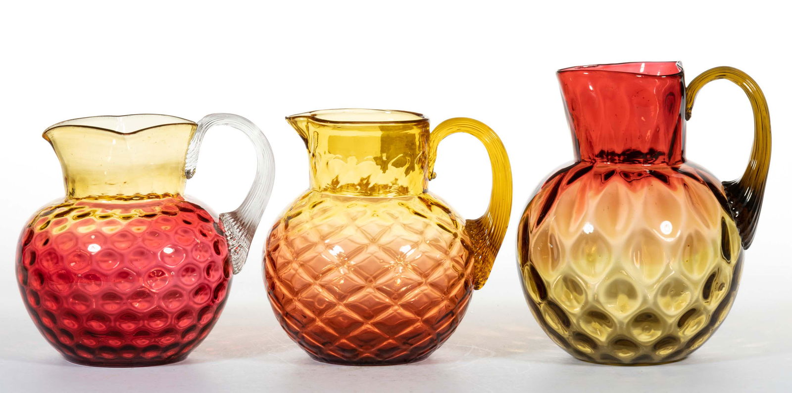 AMBERINA OPTIC-PATTERN PITCHERS / JUGS, LOT OF THREE (1 of 1)