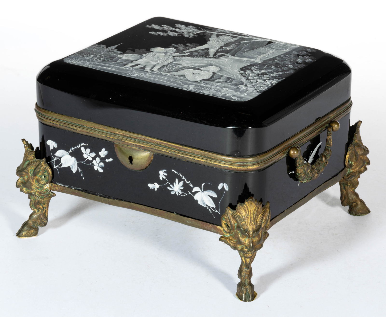 VICTORIAN MARY GREGORY (SO-CALLED) DECORATED JEWEL CASKET / DRESSER BOX (1 of 2)