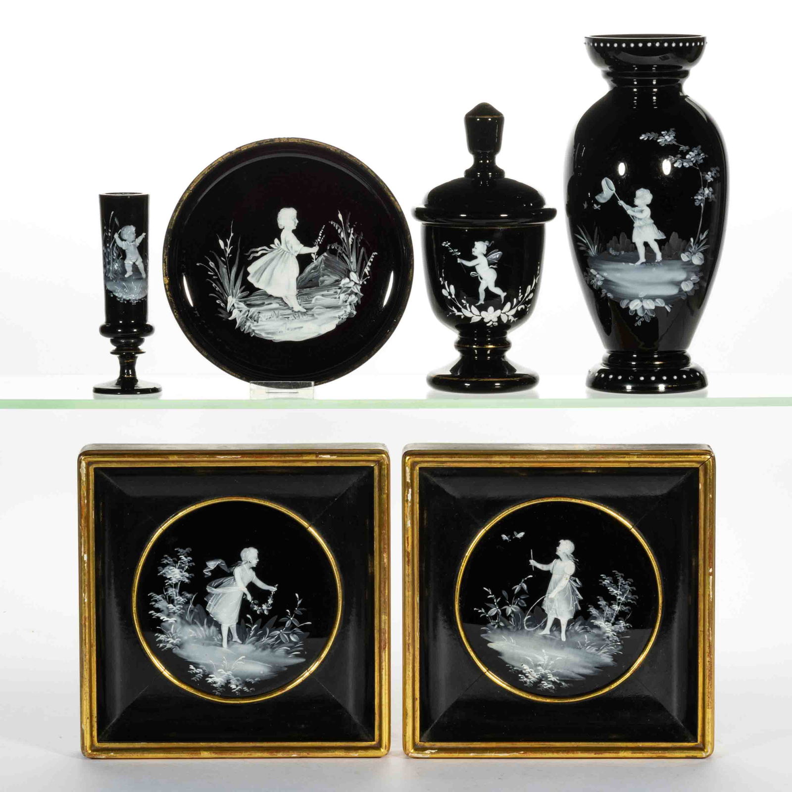 VICTORIAN MARY GREGORY (SO-CALLED) DECORATED ARTICLES, LOT OF SIX (1 of 1)