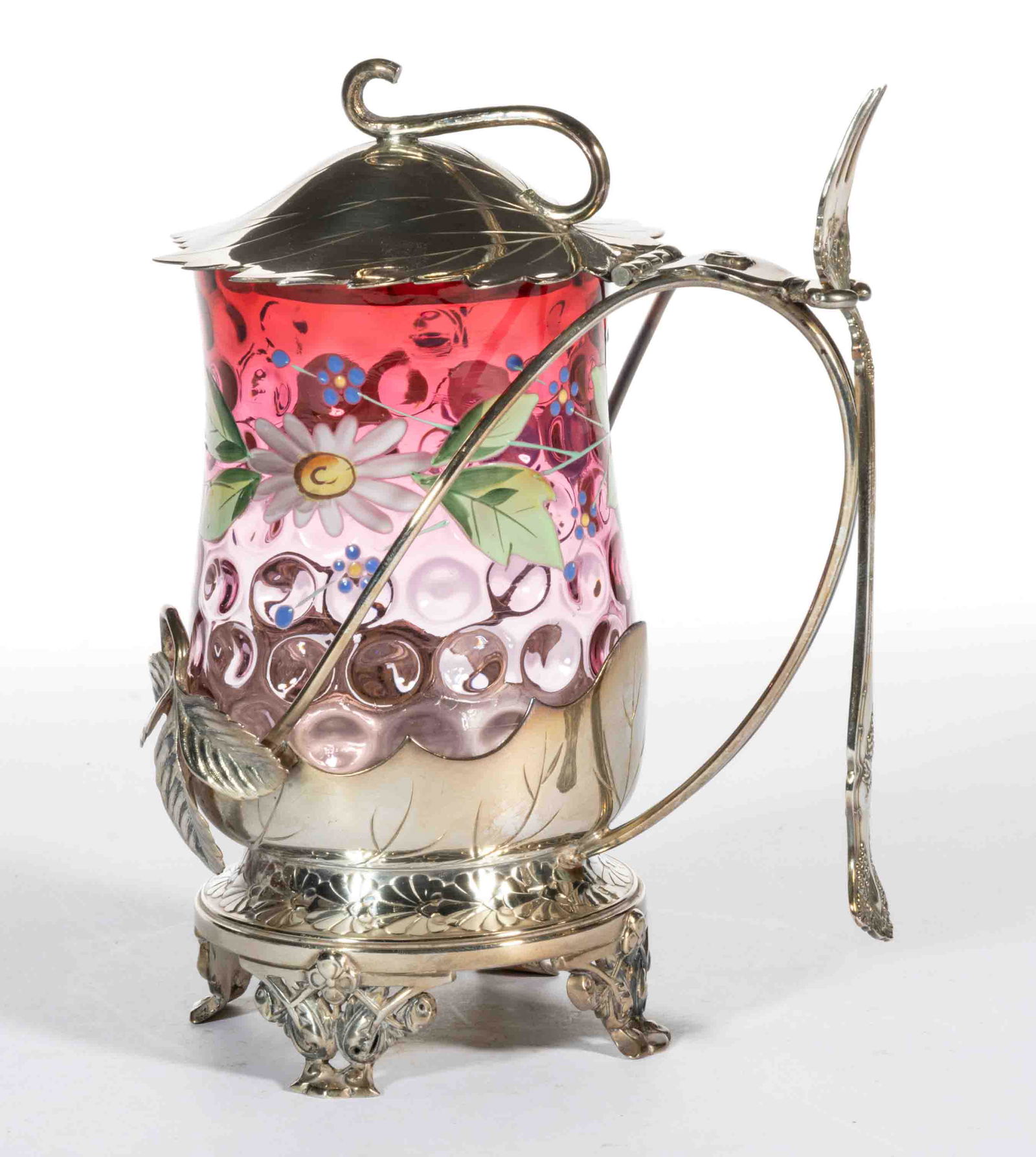 VICTORIAN SPOT-OPTIC AND ENAMEL-DECORATED PICKLE CASTER (1 of 1)