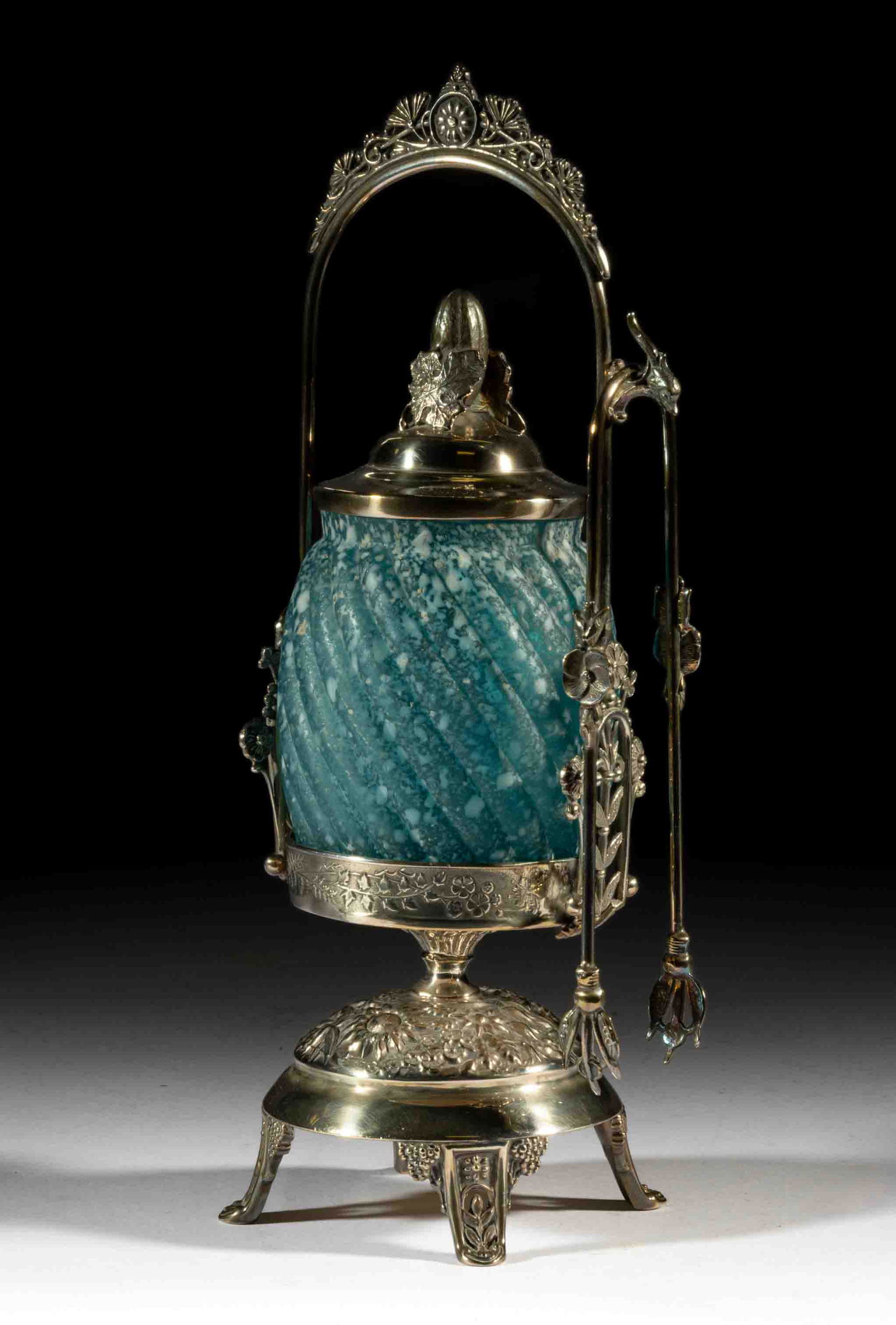 GRANITEWARE - REVERSE SWIRL GLASS PICKLE CASTER (1 of 1)