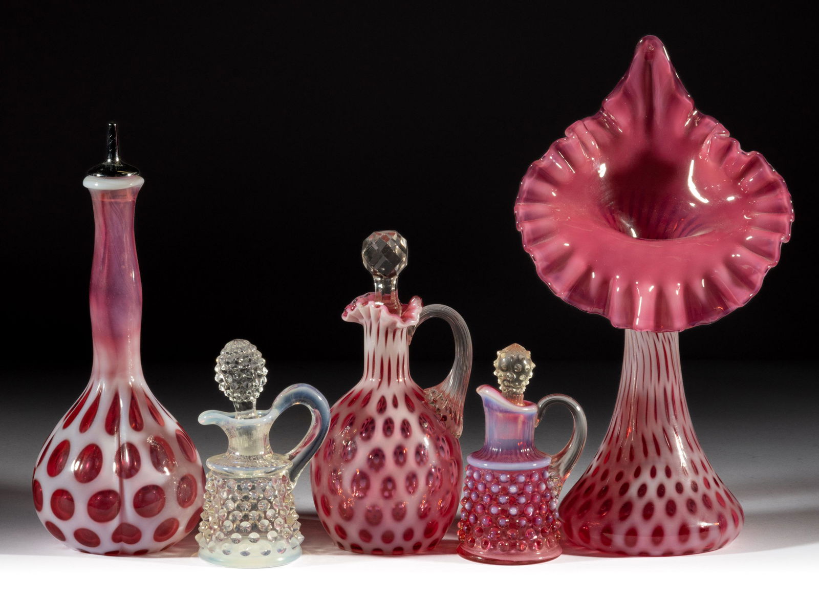 FENTON OPALESCENT GLASS ARTICLES, LOT OF FIVE (1 of 1)