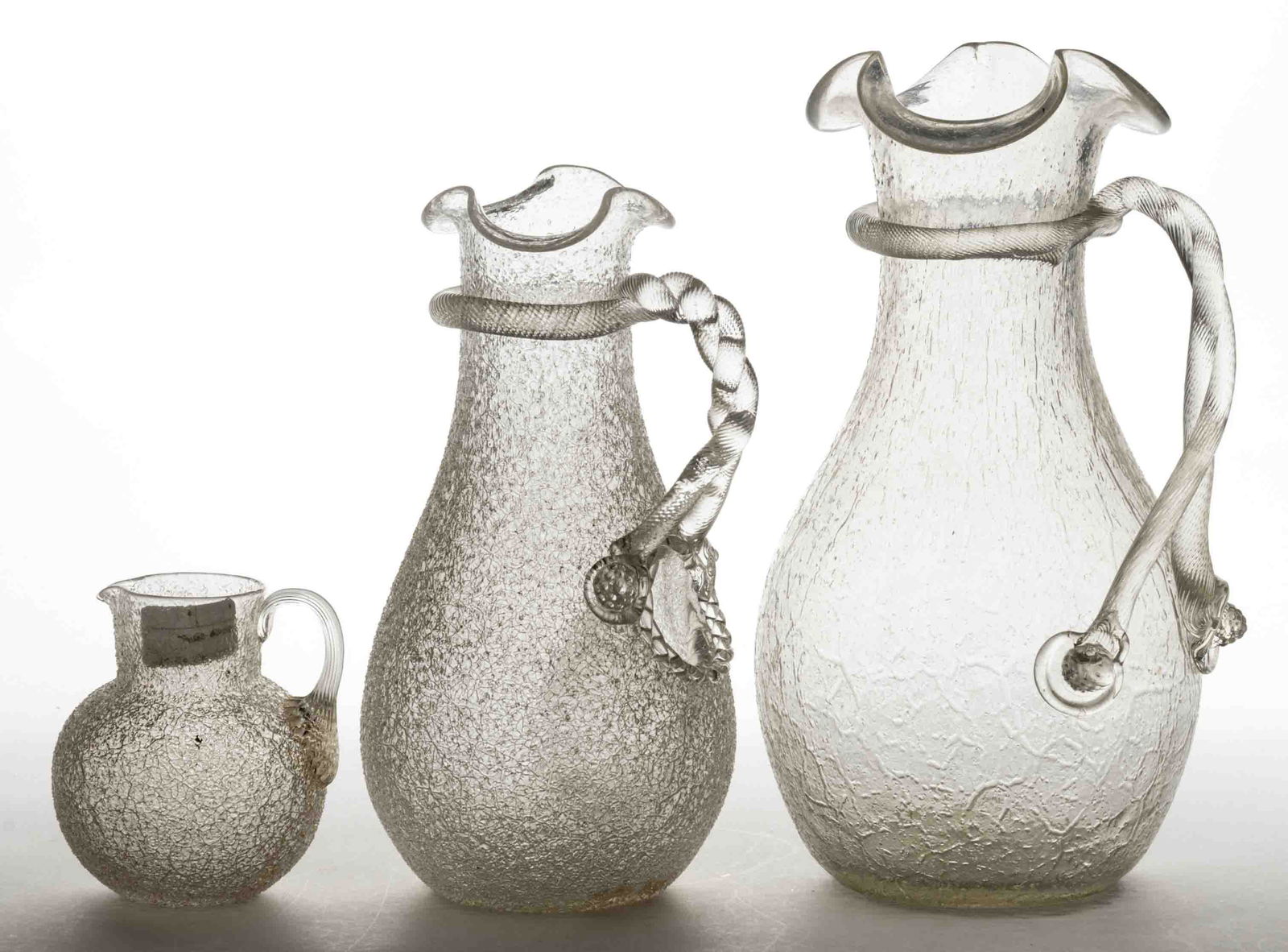 OVERSHOT GLASS PITCHERS, LOT OF THREE (1 of 1)