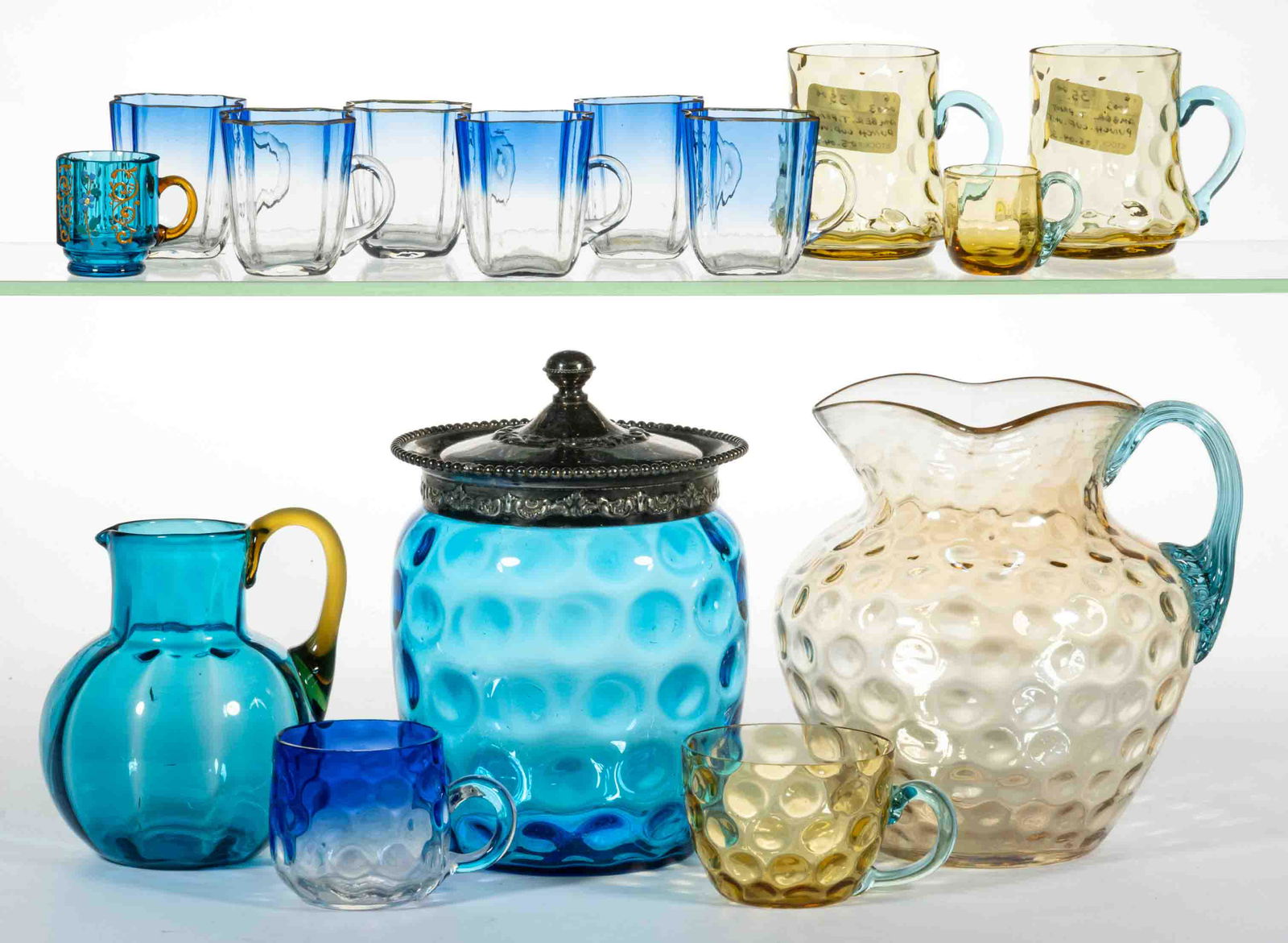 VICTORIAN OPTIC-PATTERN AND OTHER GLASS, LOT OF 15 (1 of 1)