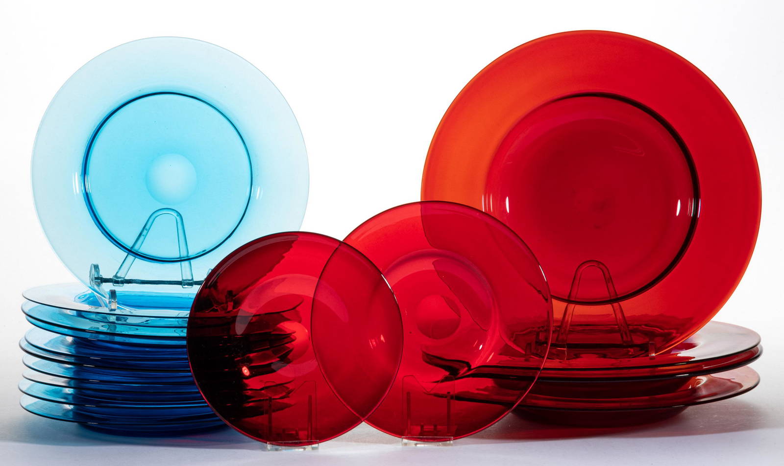 Colored Glass Plates And Bowls, Lot Of 16 Auction