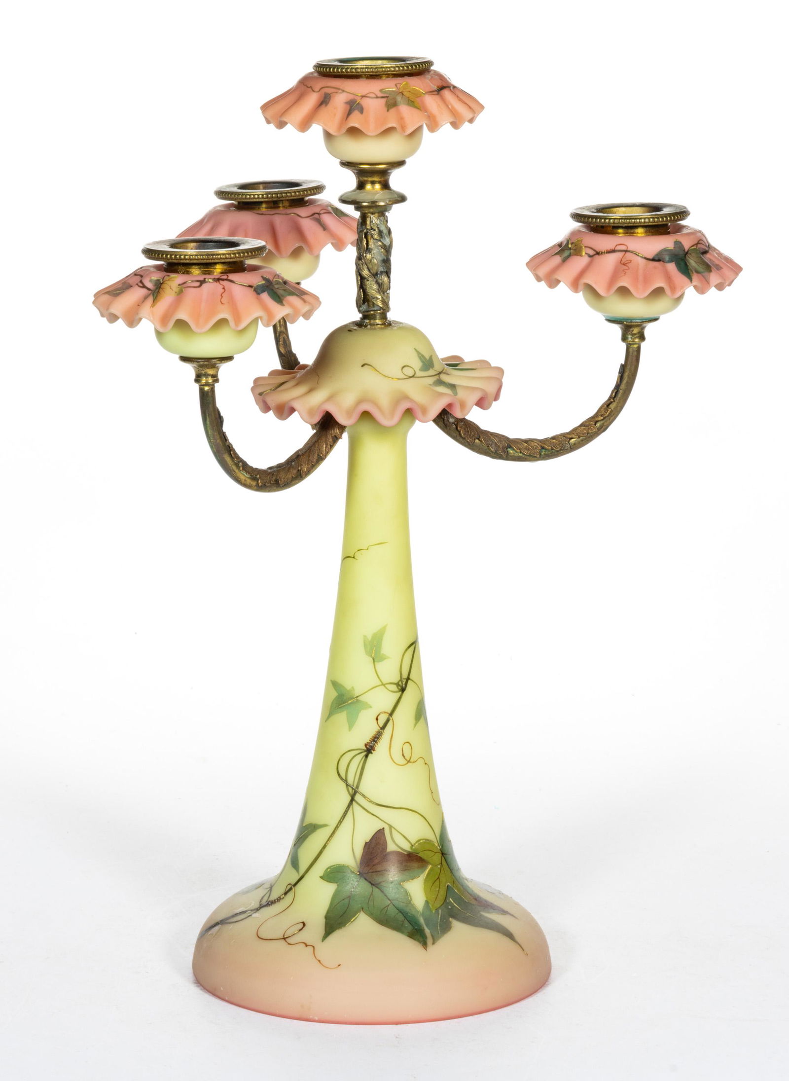 THOMAS WEBB DECORATED BURMESE CANDELABRUM (1 of 1)