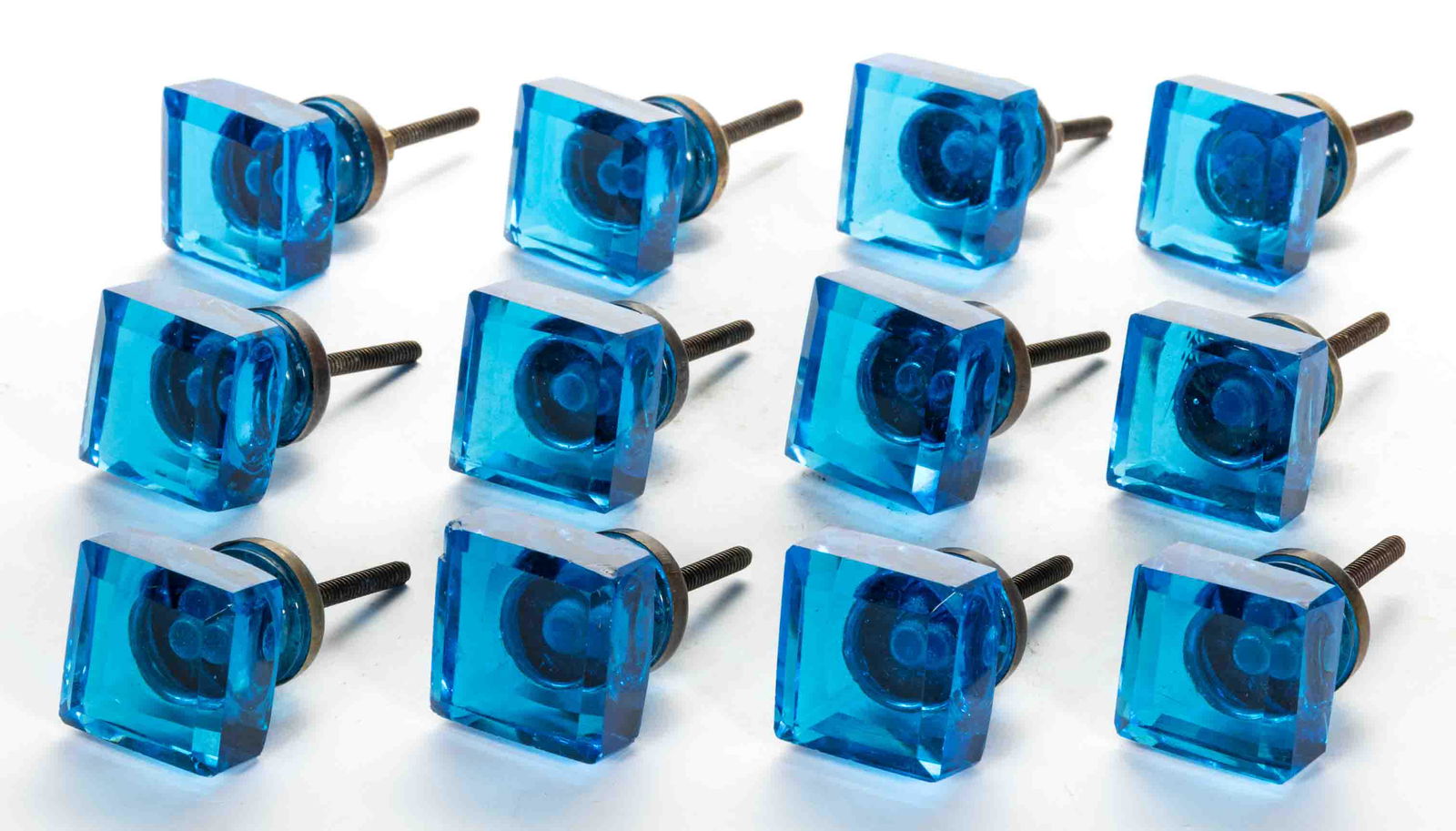 ANTIQUE PRESSED GLASS FURNITURE KNOBS, SET OF 12 (1 of 1)