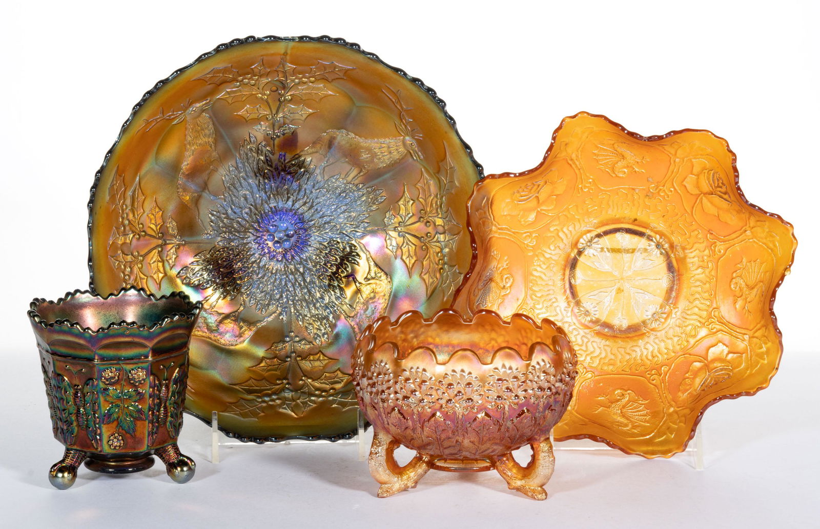 ASSORTED CARNIVAL GLASS ARTICLES, LOT OF FOUR (1 of 1)