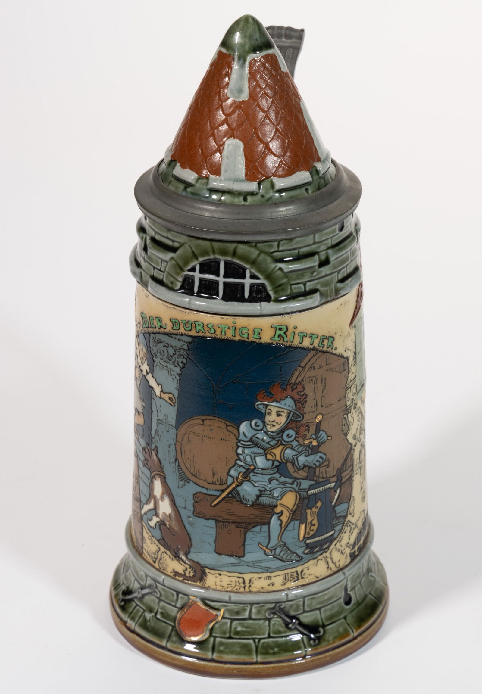 GERMAN METTLACH THIRSTY KNIGHT CERAMIC STEIN (1 of 4)