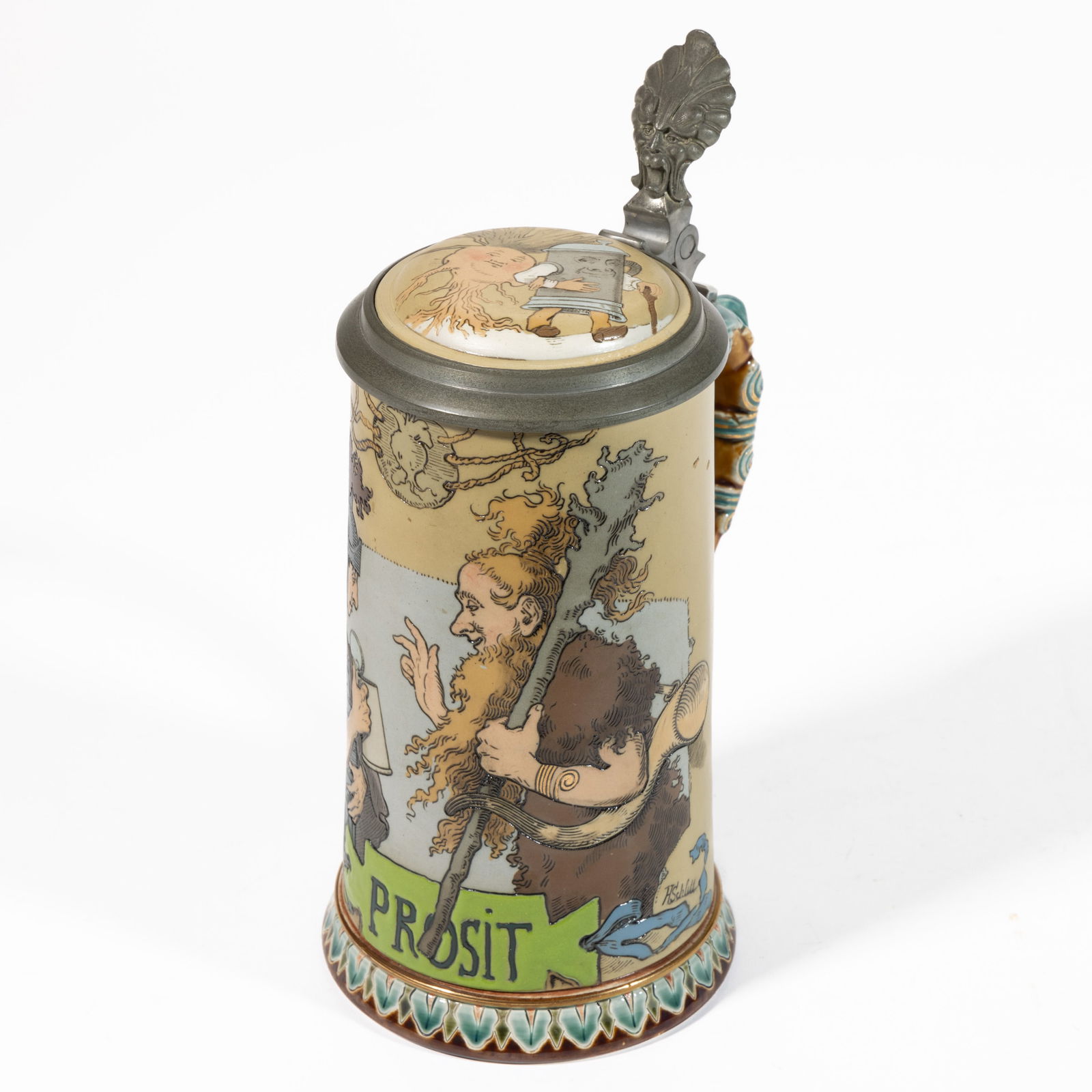 GERMAN METTLACH "PROSIT" CERAMIC STEIN (1 of 4)
