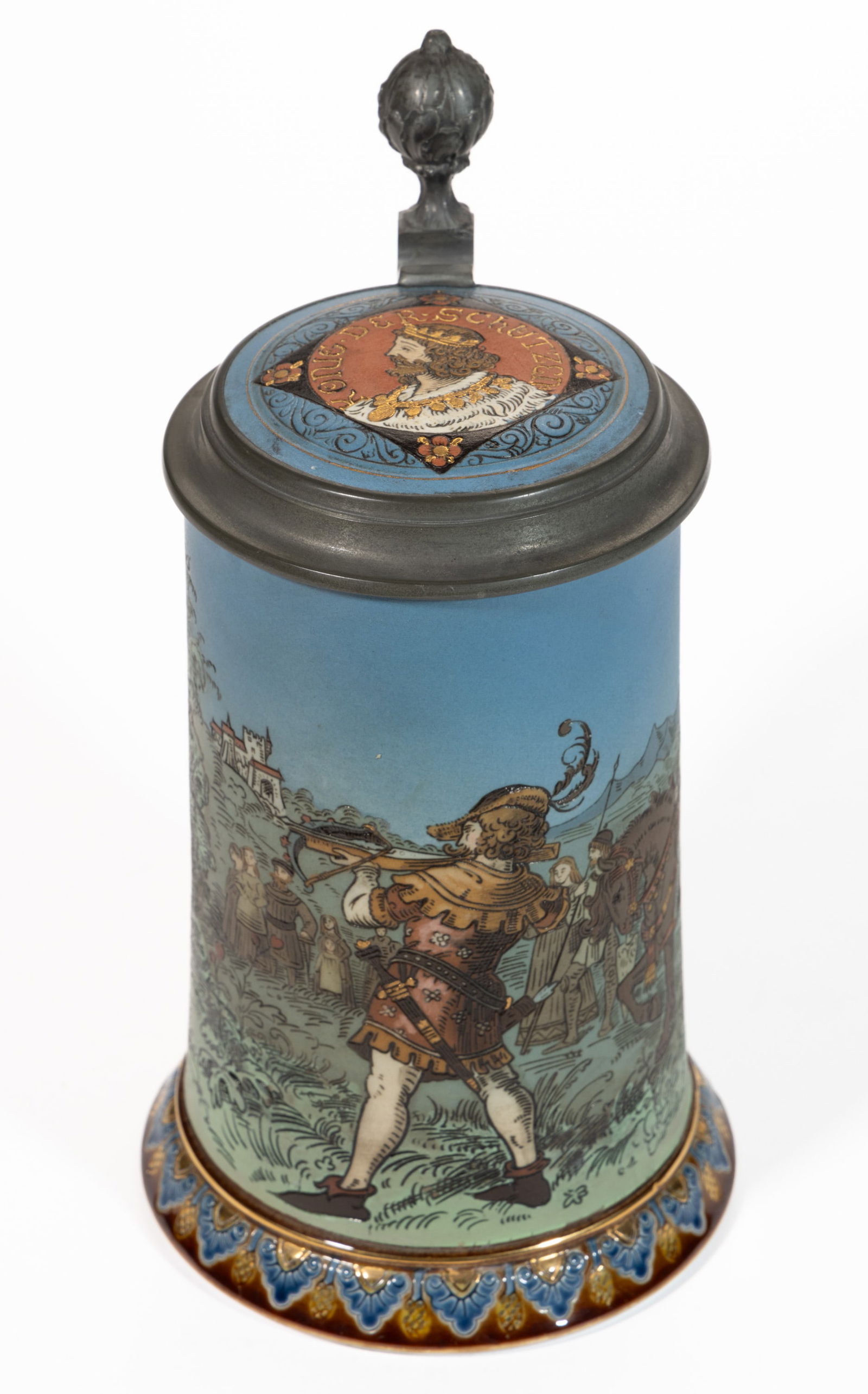 GERMAN METTLACH WILLIAM TELL CERAMIC STEIN (1 of 4)