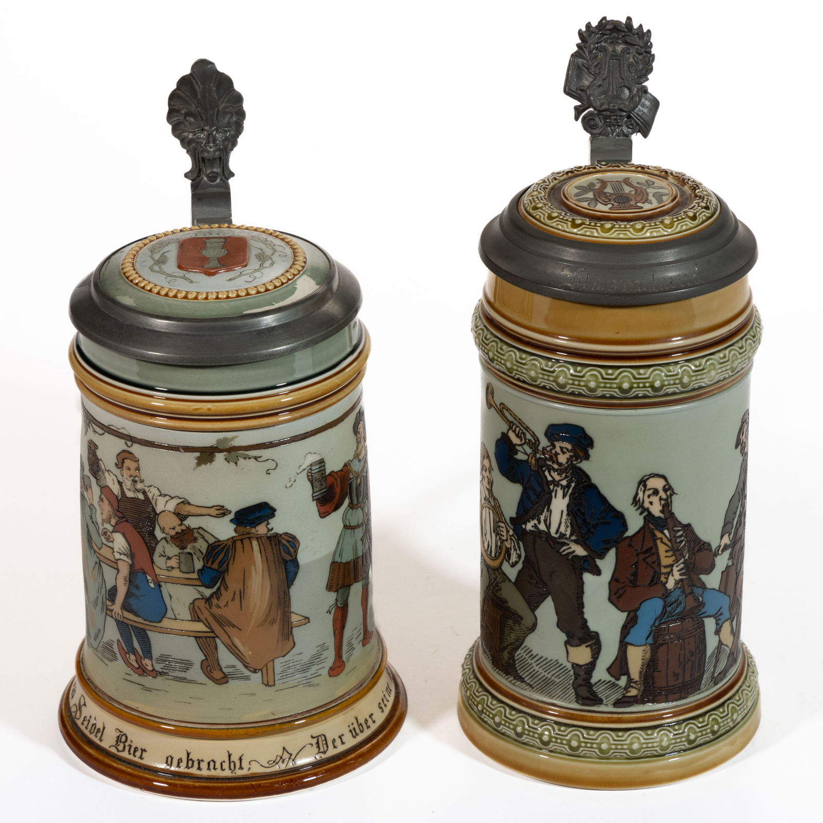 GERMAN METTLACH CERAMIC STEINS, LOT OF TWO (1 of 4)
