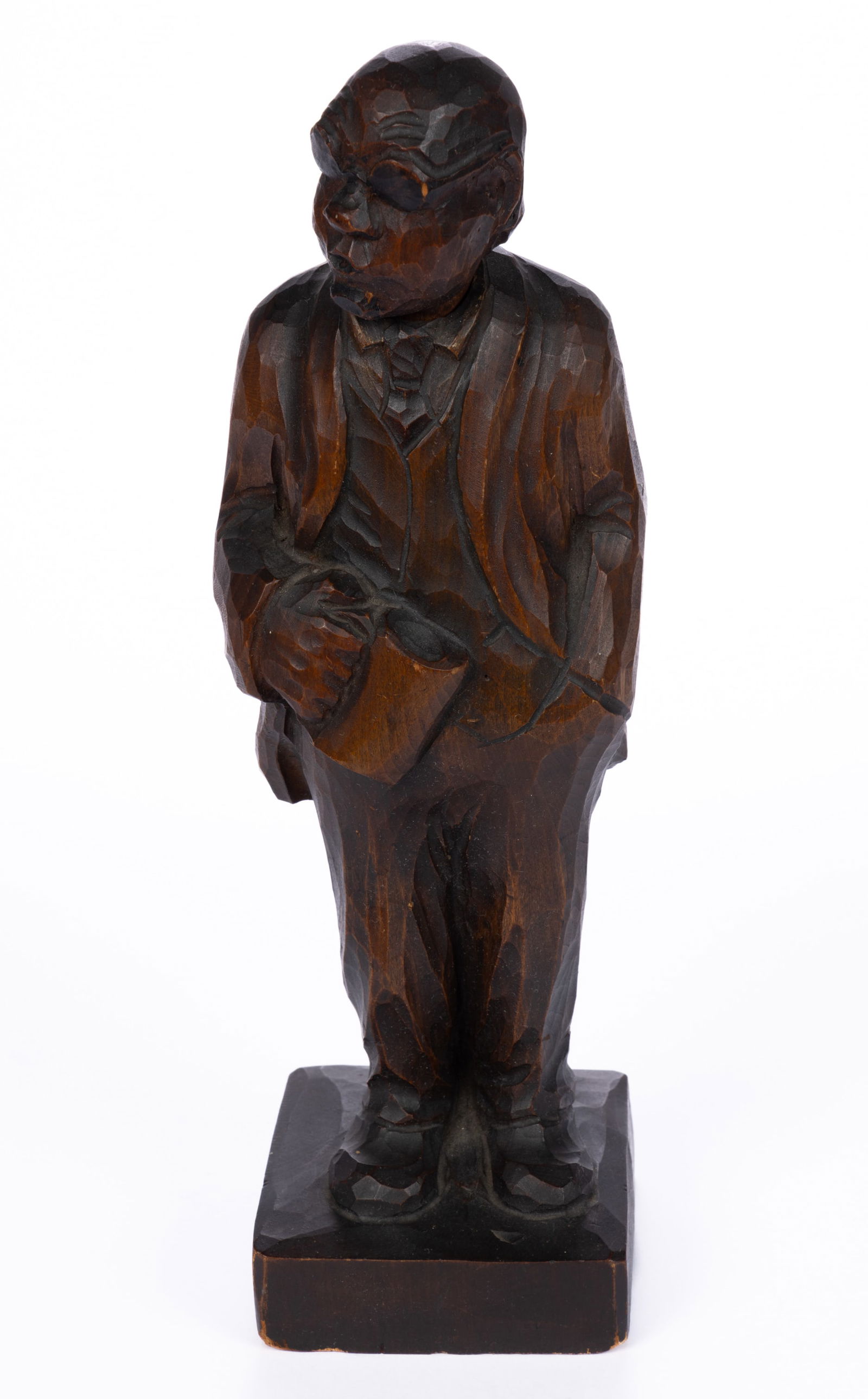 KARL GRIESBAUM, ATTRIBUTED, GERMAN CARVED WOODEN WHISTLING FIGURE (1 of 6)